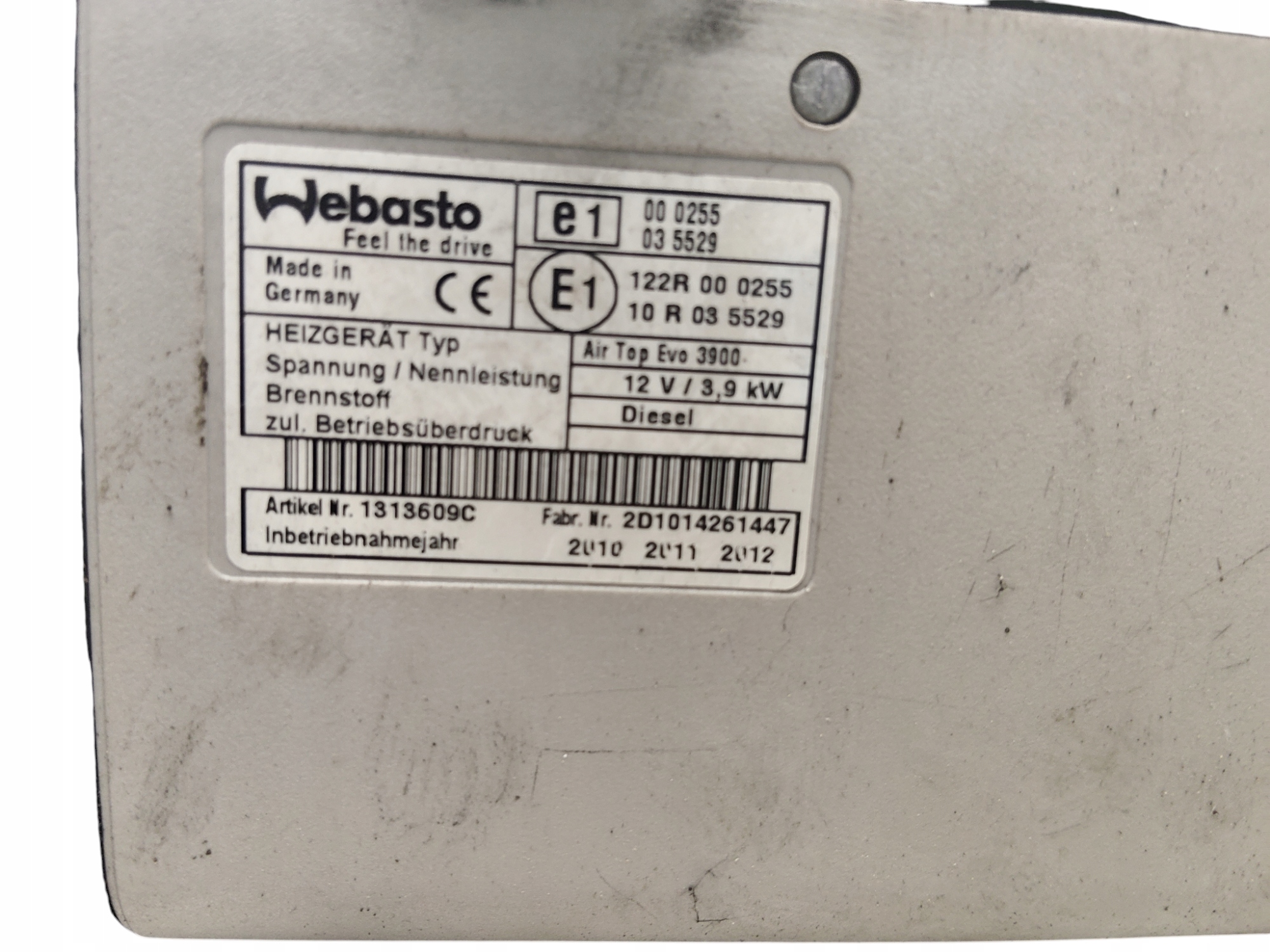 WEBASTO webasto AIR TOP EVO 3900 3.9kW 12V DIESEL 1313609C