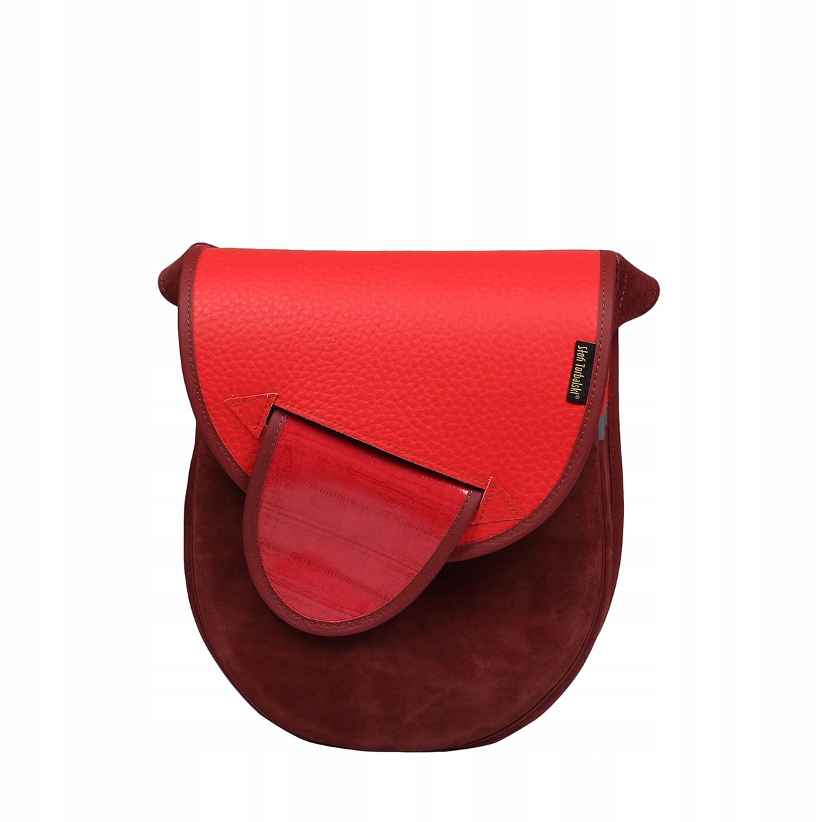 Kožená kabelka červená Prostorná Kabelka Přes Rameno ruční výroby Słoń Torbalski
