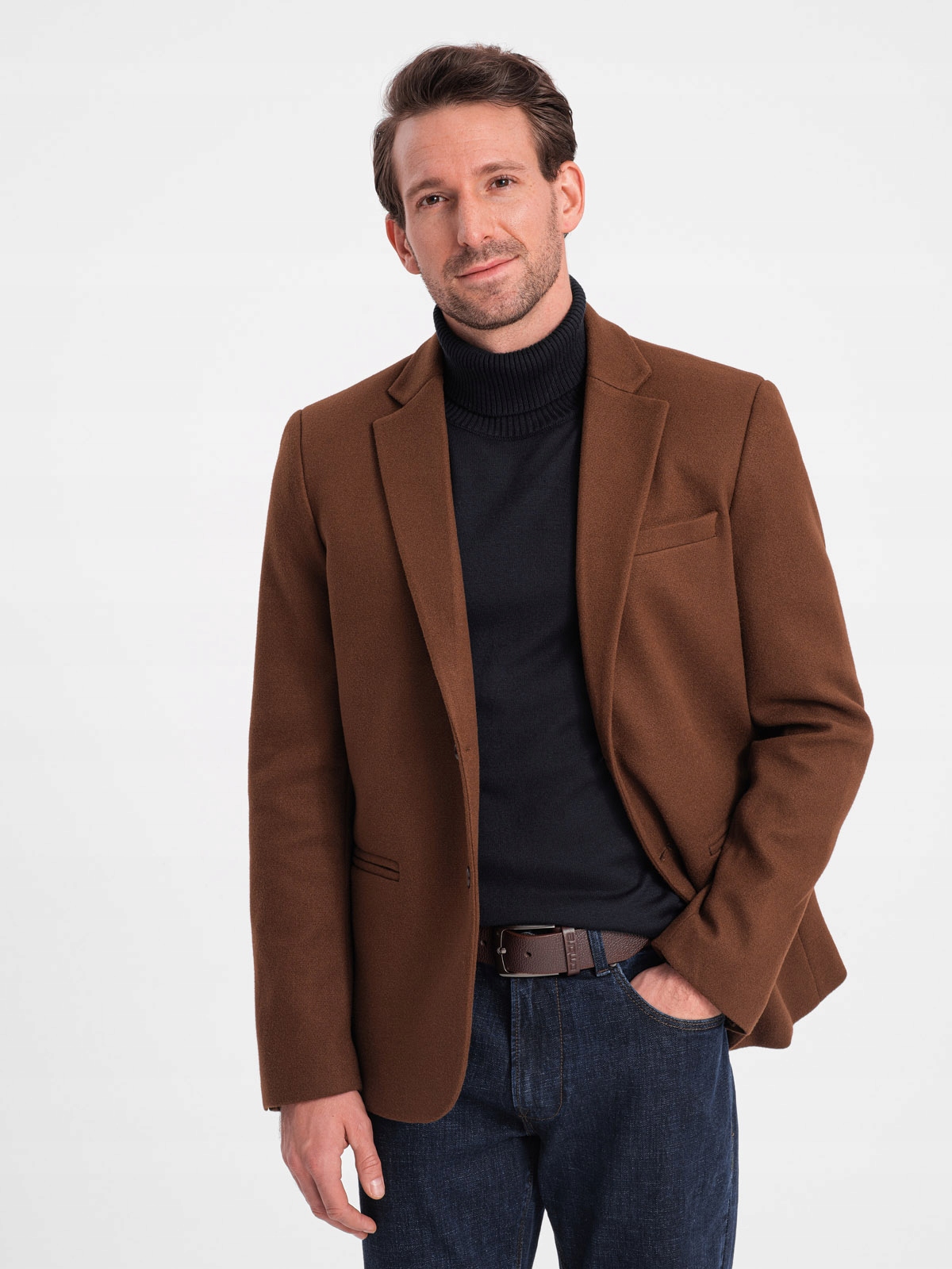 Marynarka męska casual z guzikami czekoladowy brąz V1 OM-BLZB-0118 XXL Rozmiar XXL