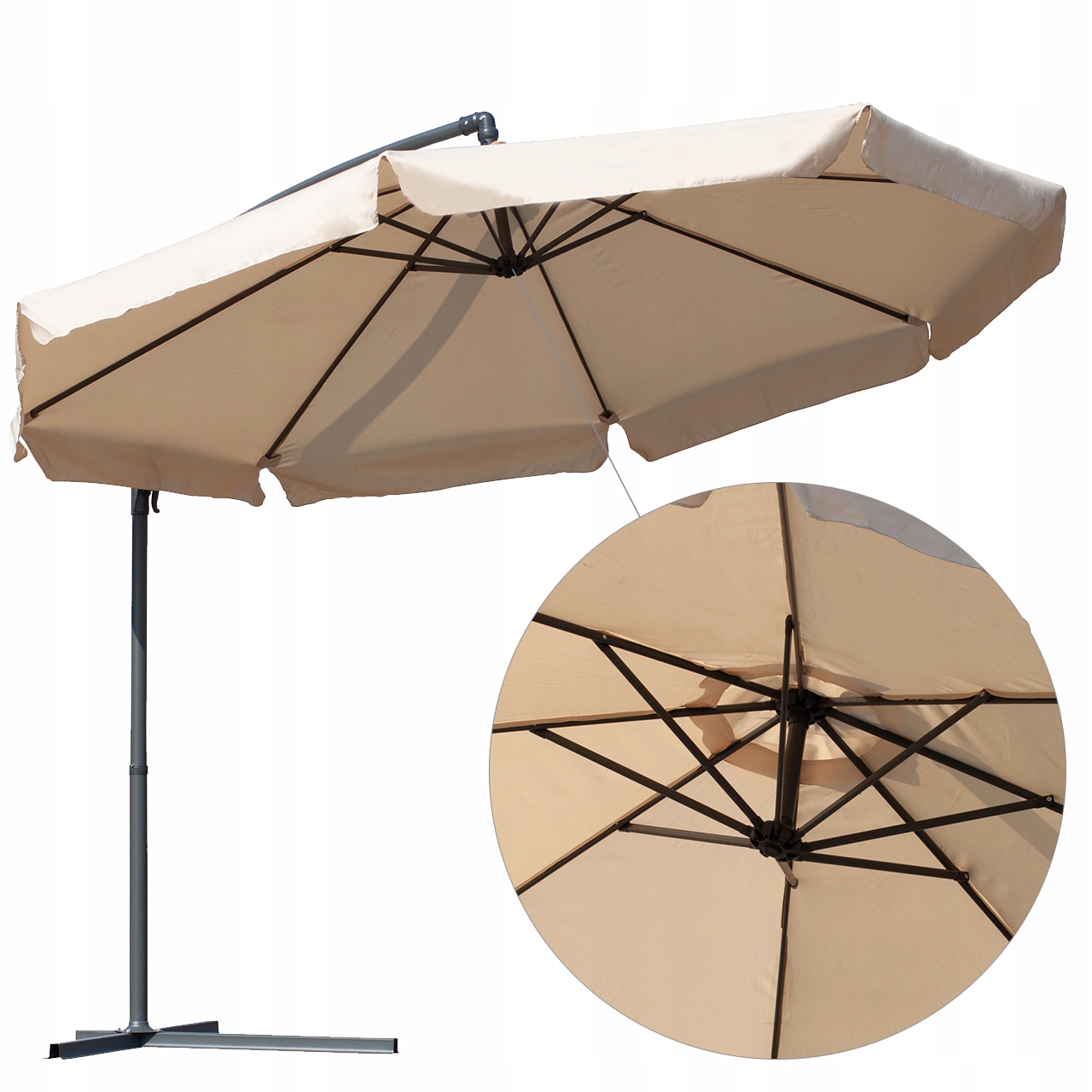 PARASOL OGRODOWY SKŁADANY DUŻY Z WYSIĘGNIKIEM FALBANĄ 350 CM POKROWIEC EAN (GTIN) 5901924237464