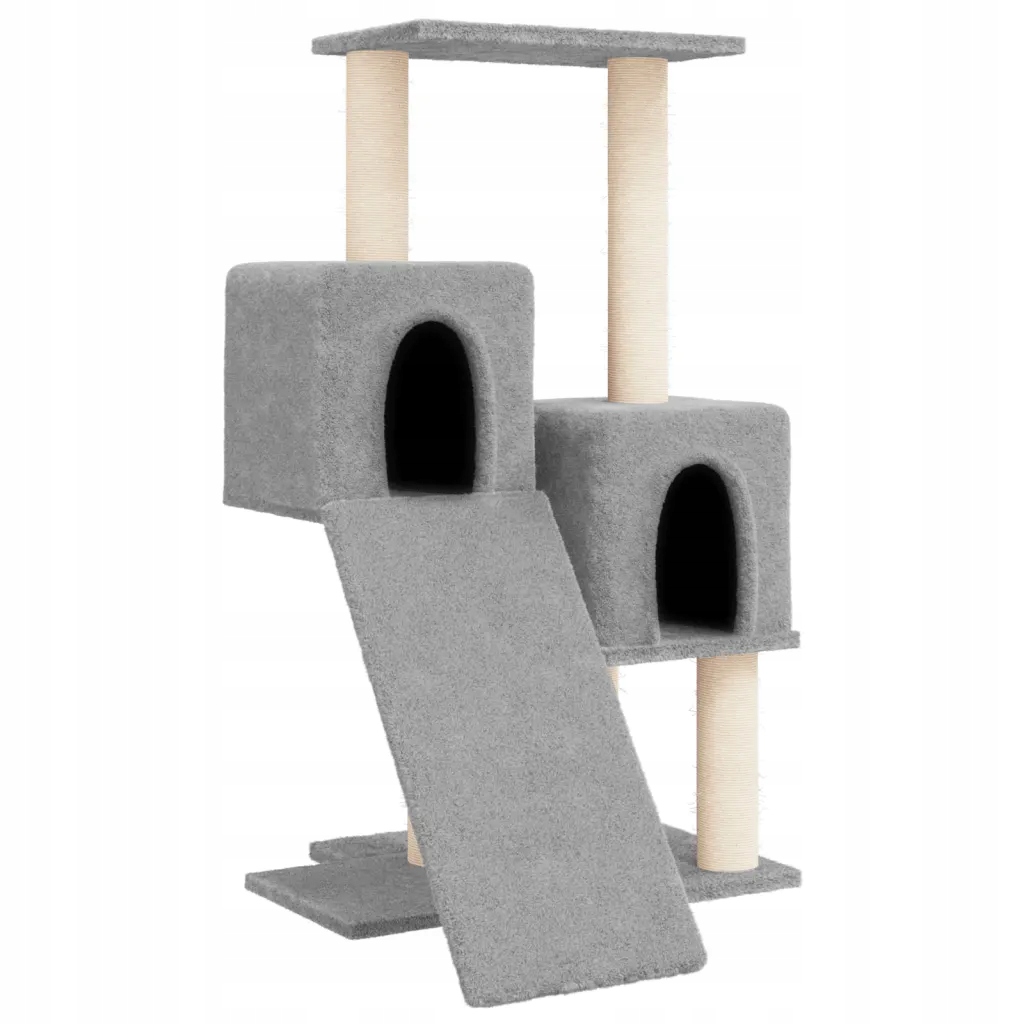 Levně Škrabadlo pro kočky sisalovými sloupky, světle šedé, 82 cm
