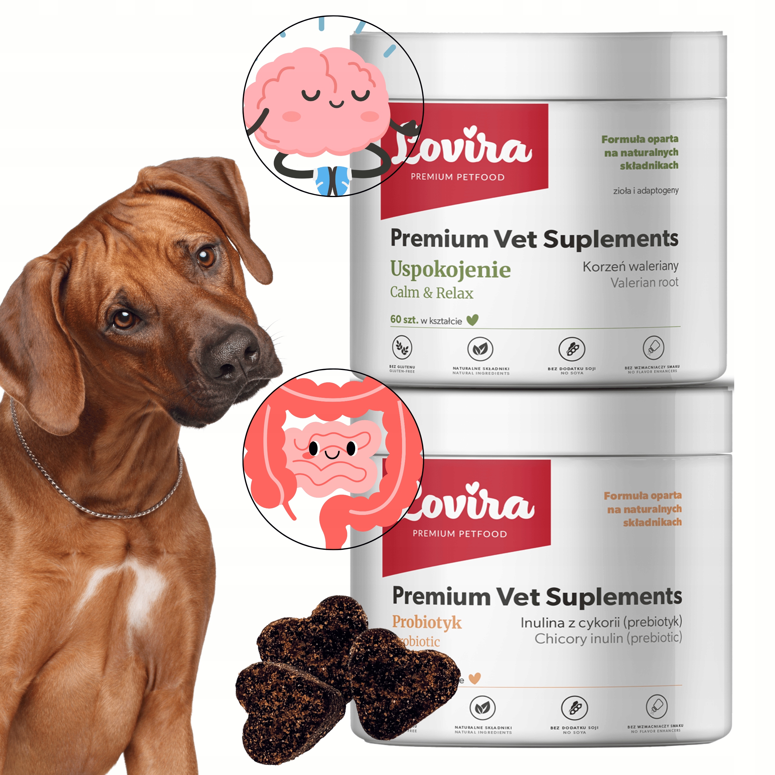 Set 120 ks Vet Doplňků Pro Psa Na Střeva Probiotikum a Na Uklidnění