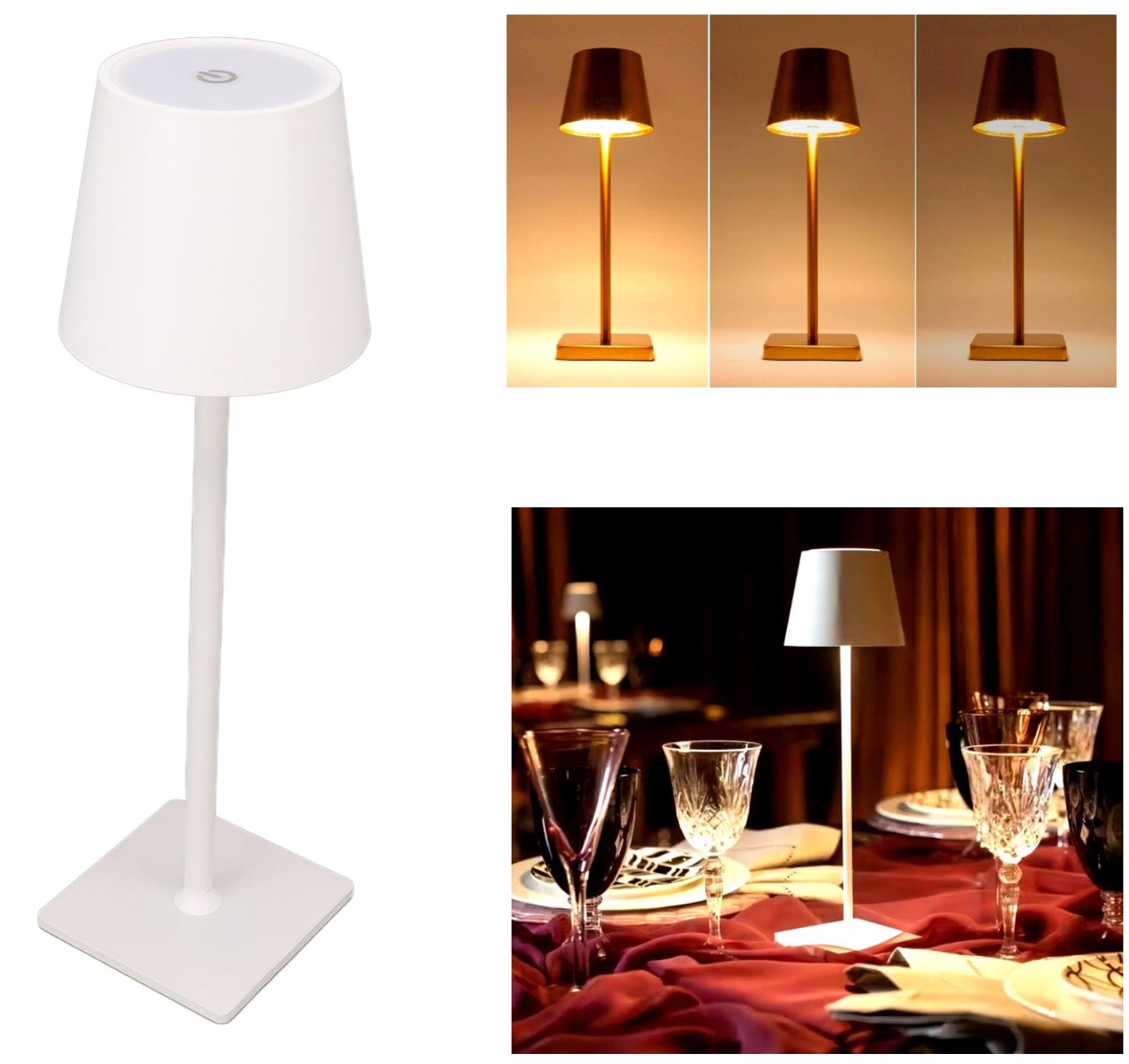 Lampka Stołowa Biurkowa Nocna Led Bezprzewodowa Dotykowa Biała