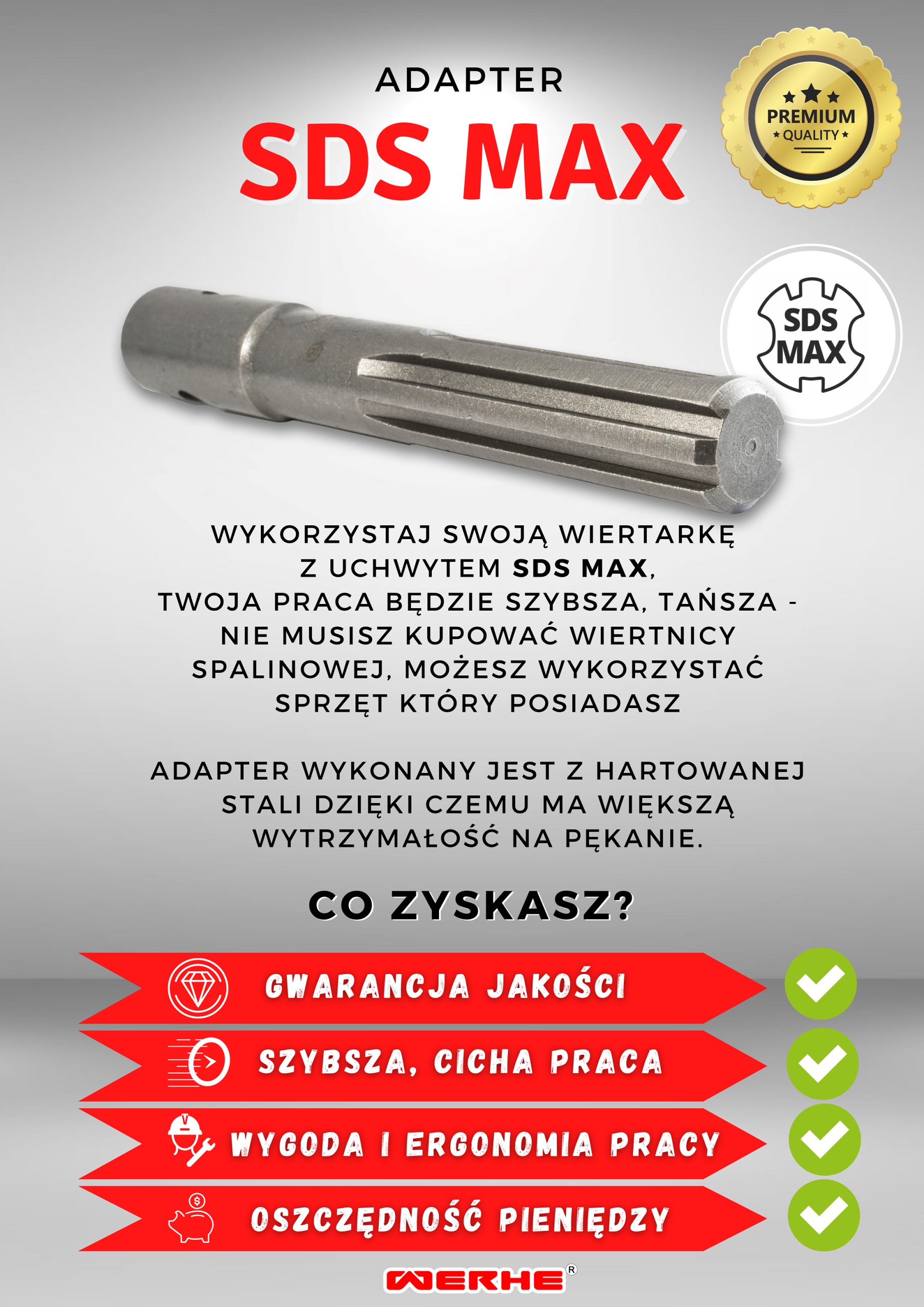 Świder Wiertło do Gleby 40 mm Adapter Sds Max Średnica wiertła 4 cm