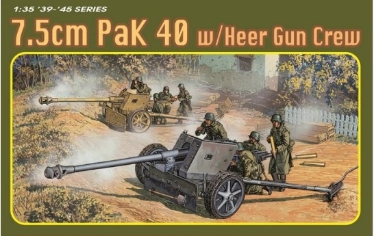 1:35 Ppancová děla s posádkou 7.5 cm Pak 40 w/Heer Gun Crew