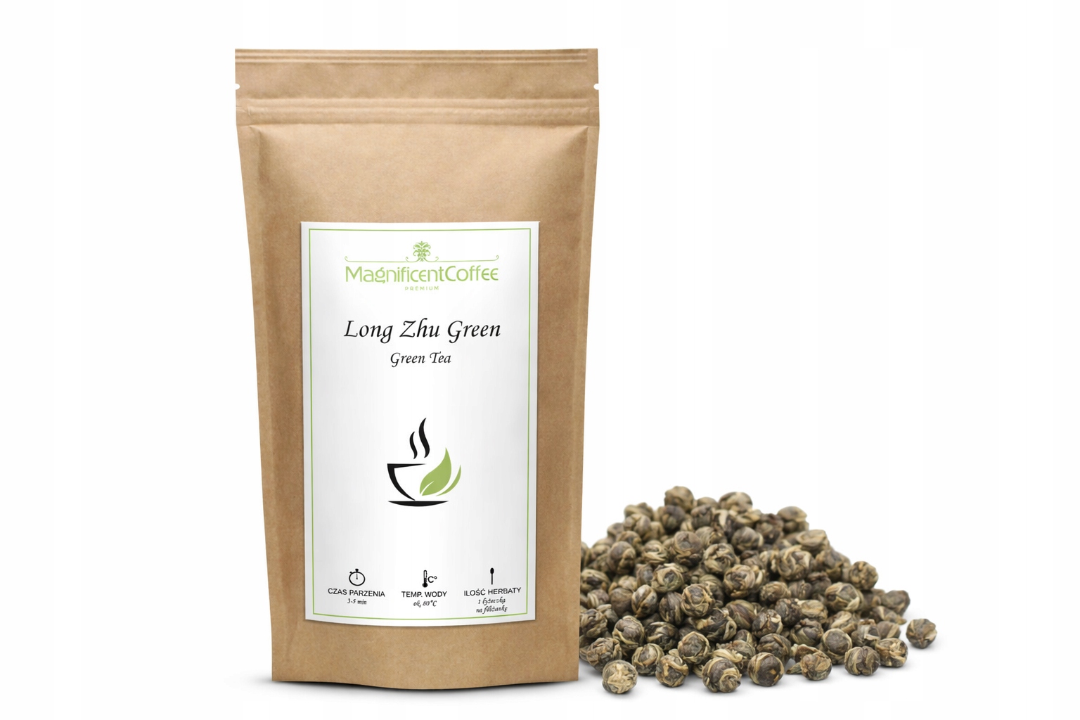 Herbata zielona liściasta Long Zhu Green 250g Wyjątkowa! Próbka Kawy