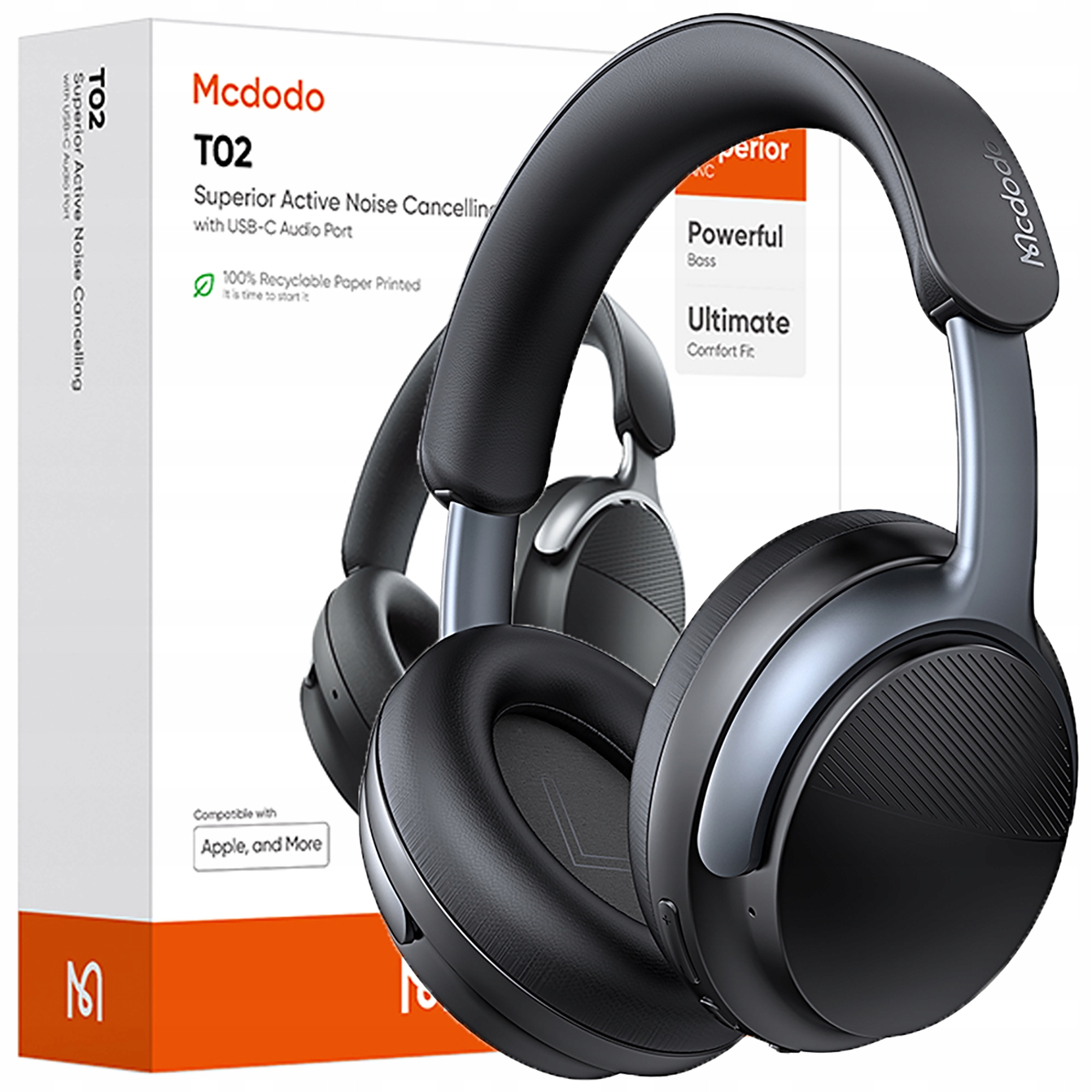 Mcdodo Bezdrátová Sluchátka Do Uší Bluetooth S Mikrofonem Anc, Černá