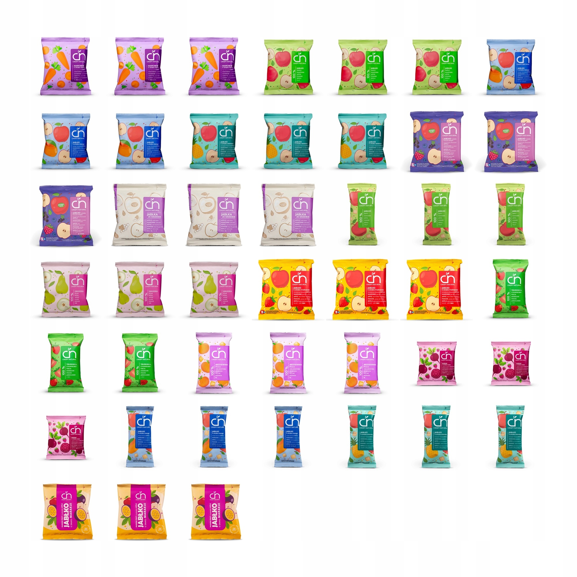 Zestaw Crispy Natural MIX smaków suszone chipsy i kostki 45 szt.