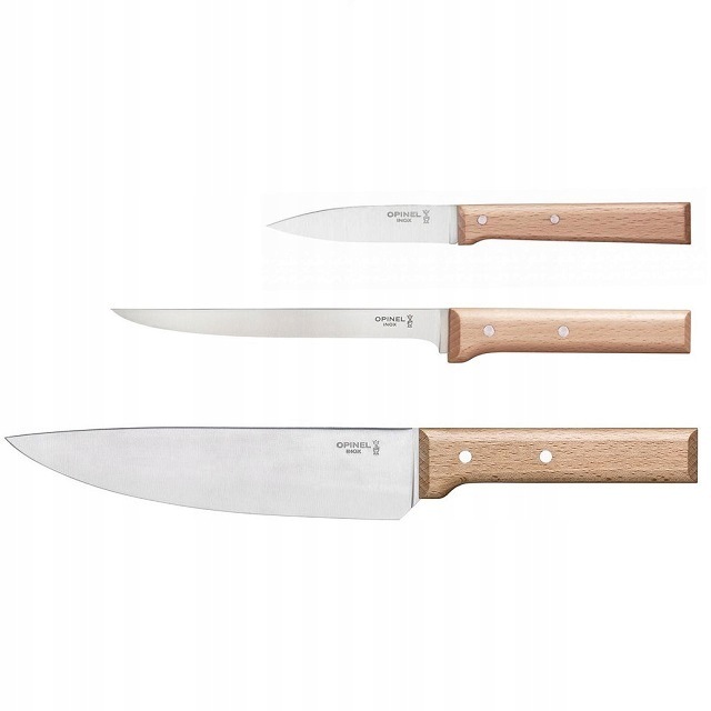 Opinel Sada kuchynských nožov Trio Parallele 3ks, bukové drevo