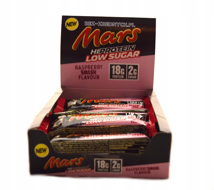 Mars HiProtein Low Sugar Raspberry Smash Bar 55g Baton Bez Dod Cukru Malina