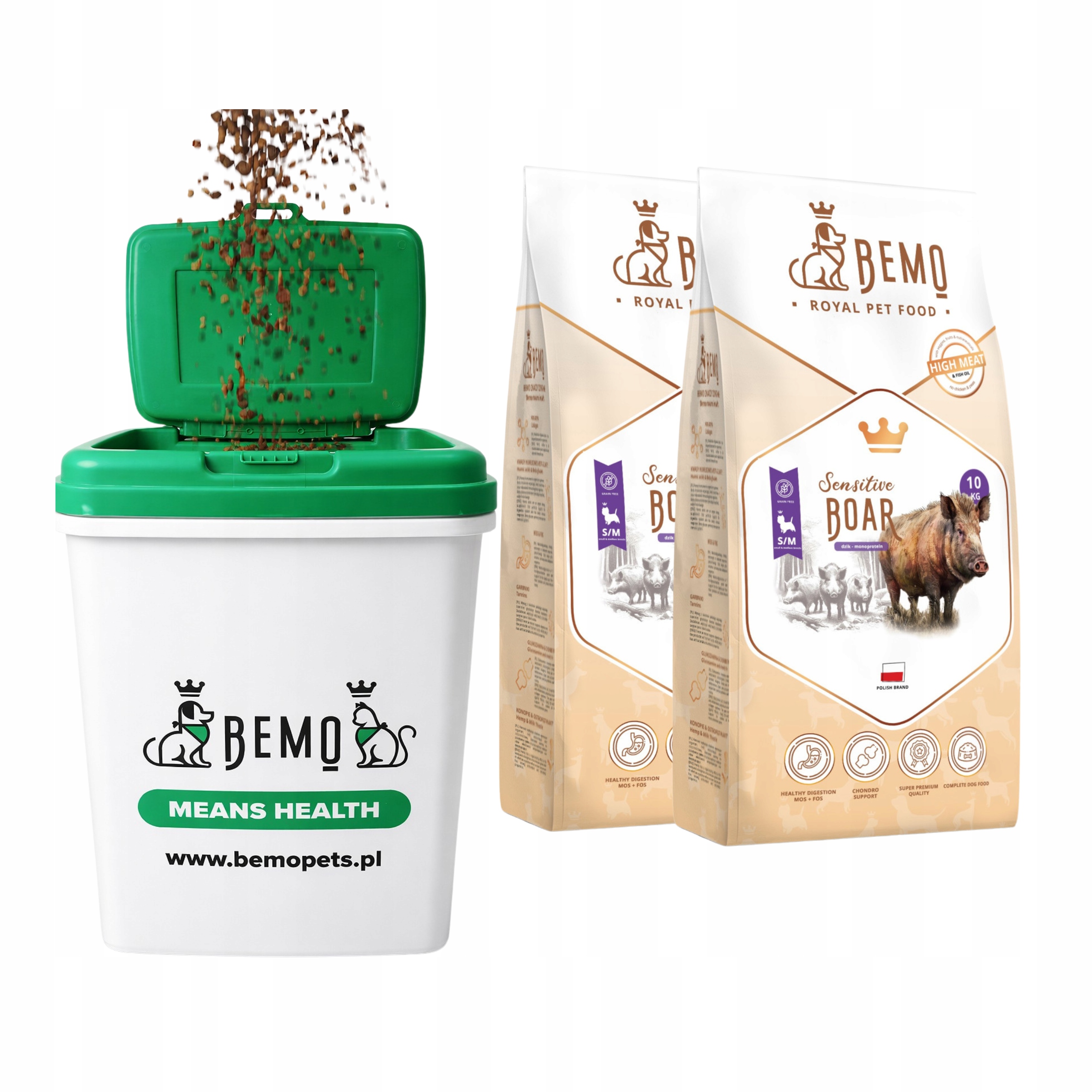 Suché krmivo pro psy Bemo Sensitive Boar 20 kg ML velkých plemen Kontejner Bonus