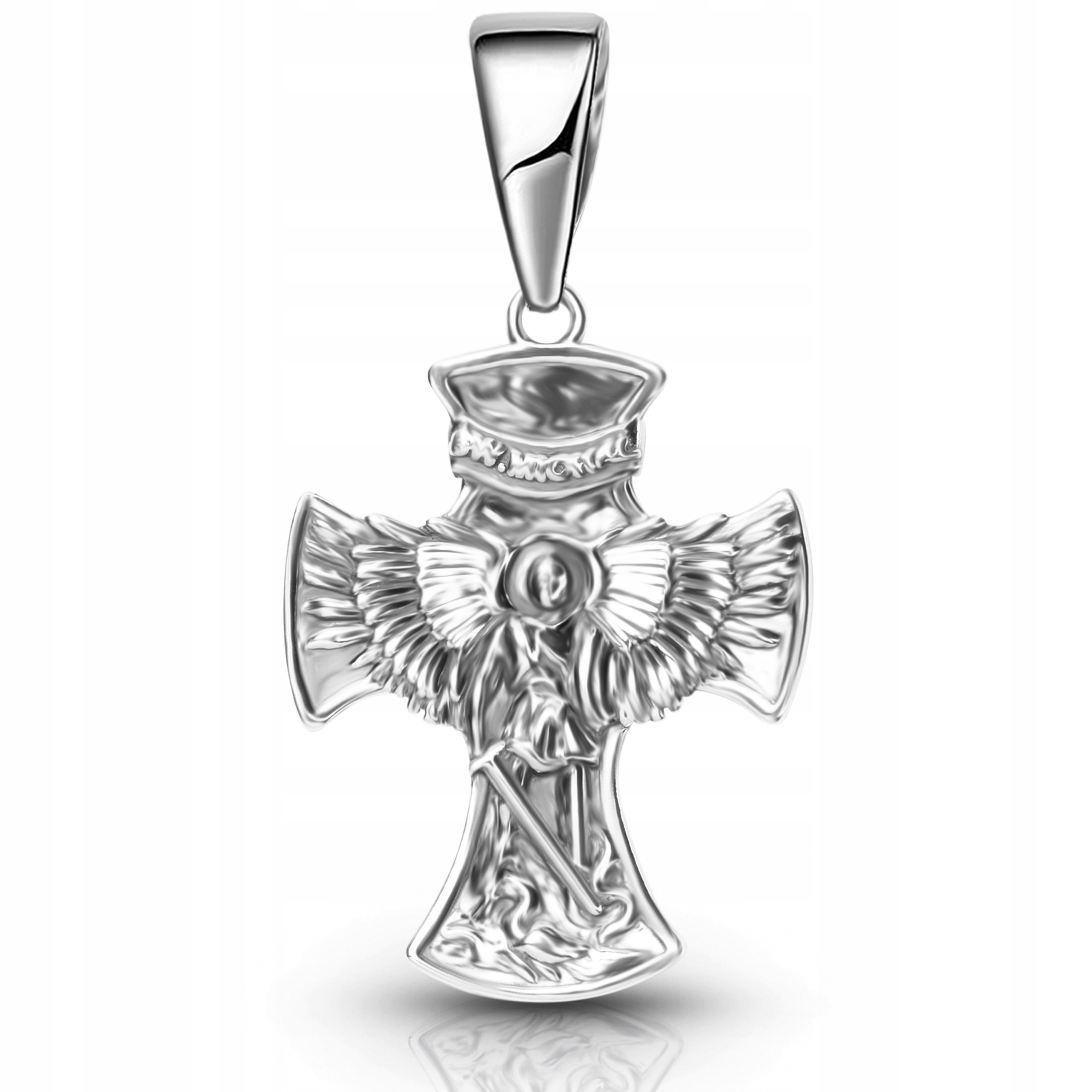 Michał Archnioł velký pánský křížek stříbro přívěsek 925 světýlko