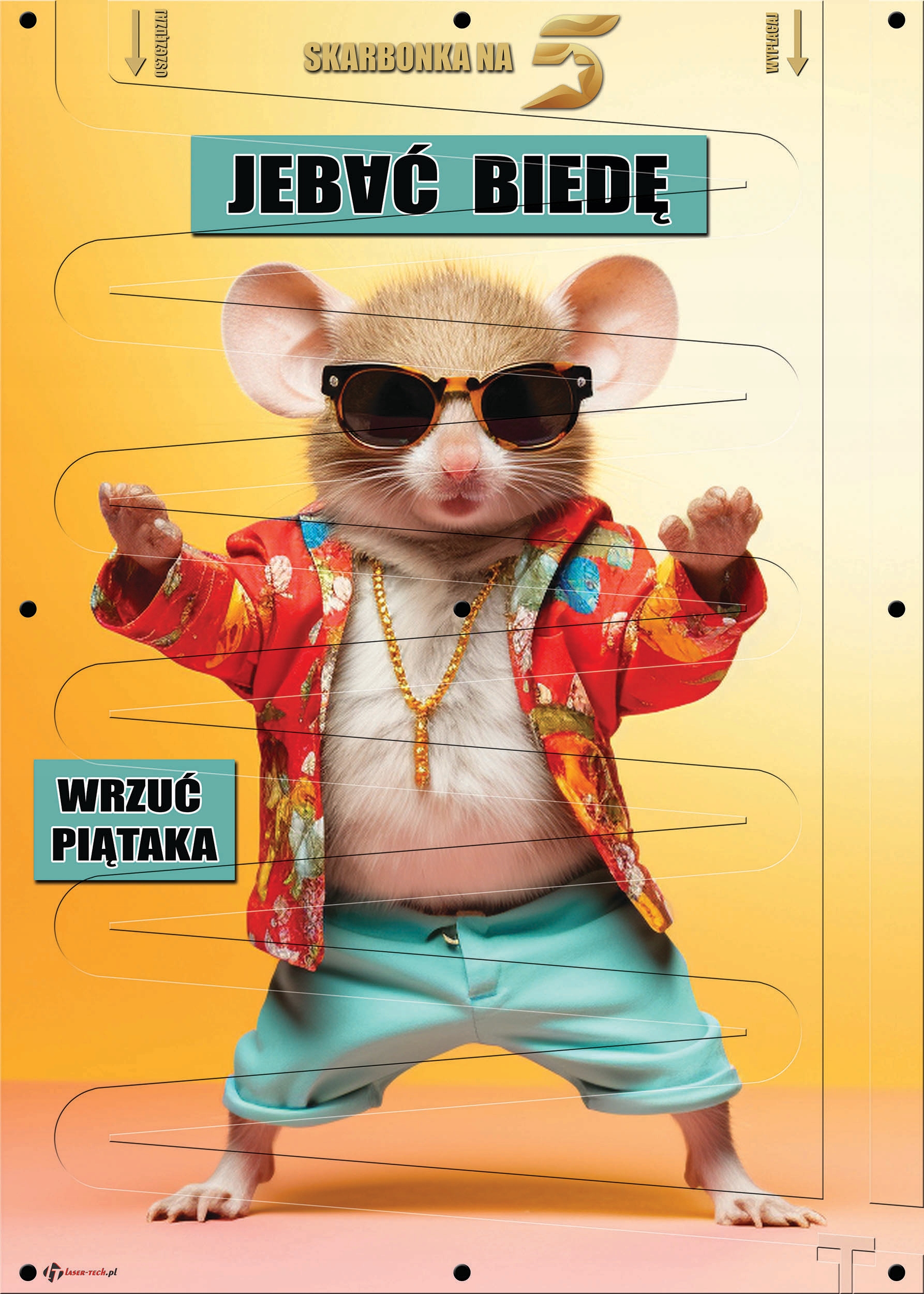 Růžová Banka 5 Pln XXL 50x70 narozeninový dárek Zábavný zatracenej chudoba