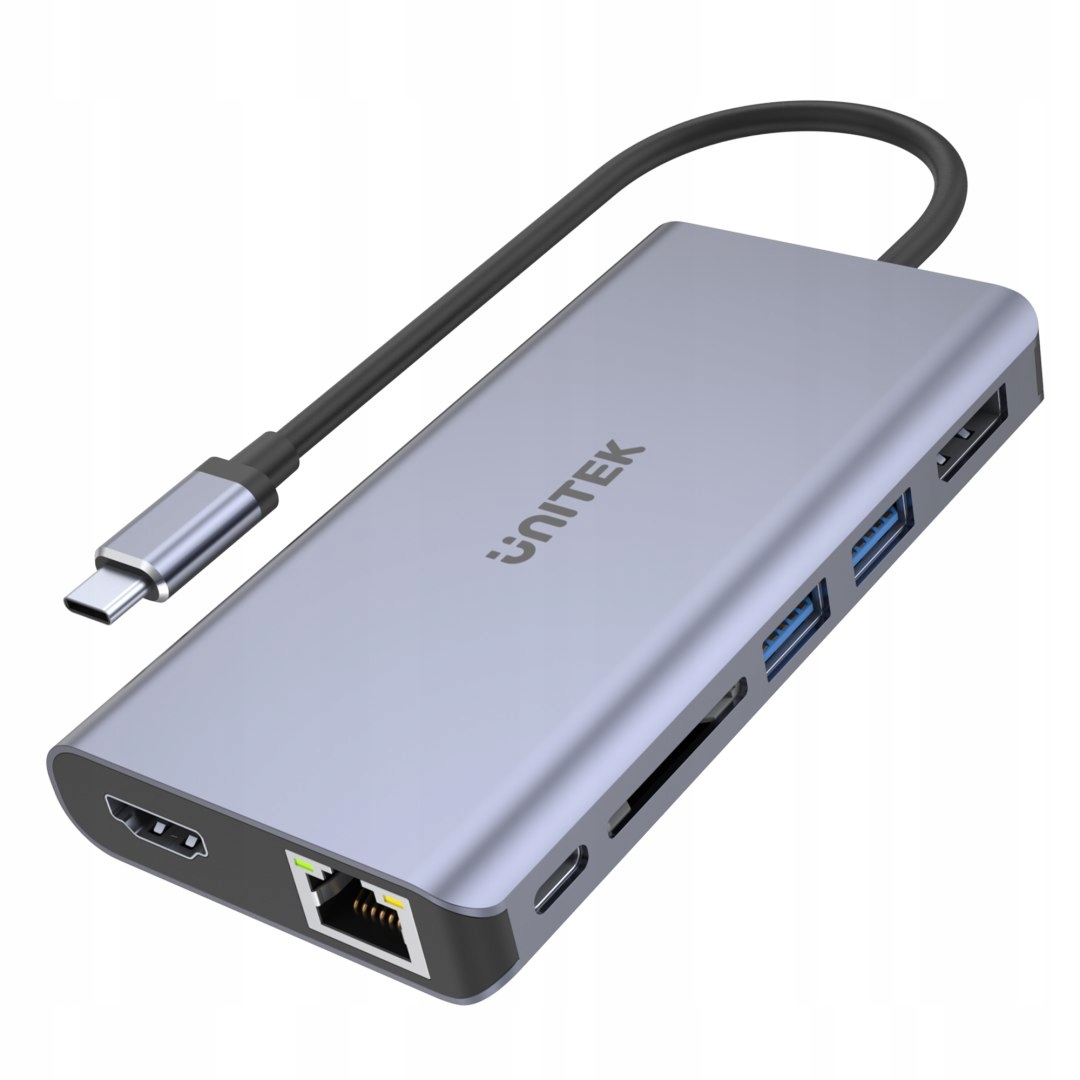 Unitek Hub Usb-c 2x Usb 3.1 Hdmi Dp RJ45 czytnikSD
