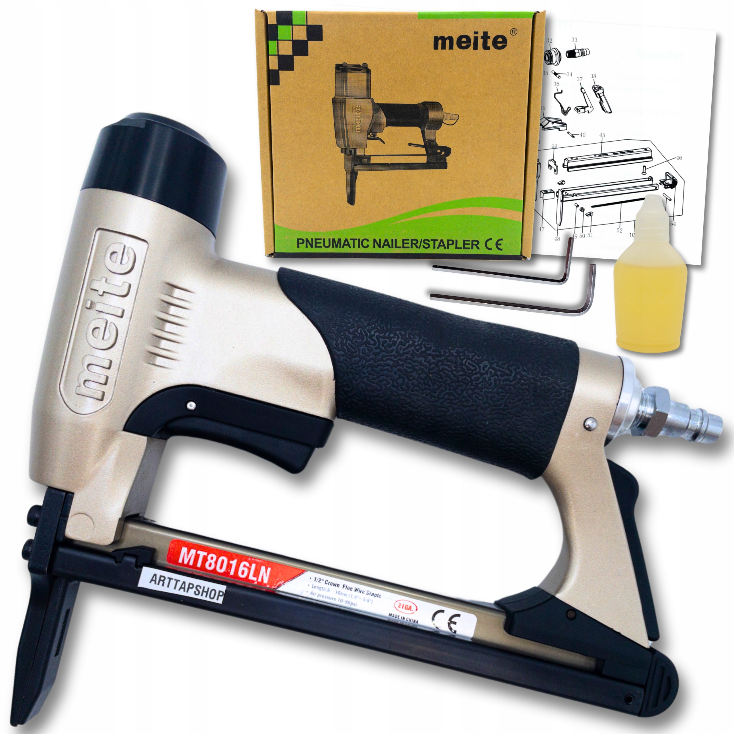 Zszywacz tapicerski pneumatyczny taker Meite MT8016LN zszywki typ 80 380