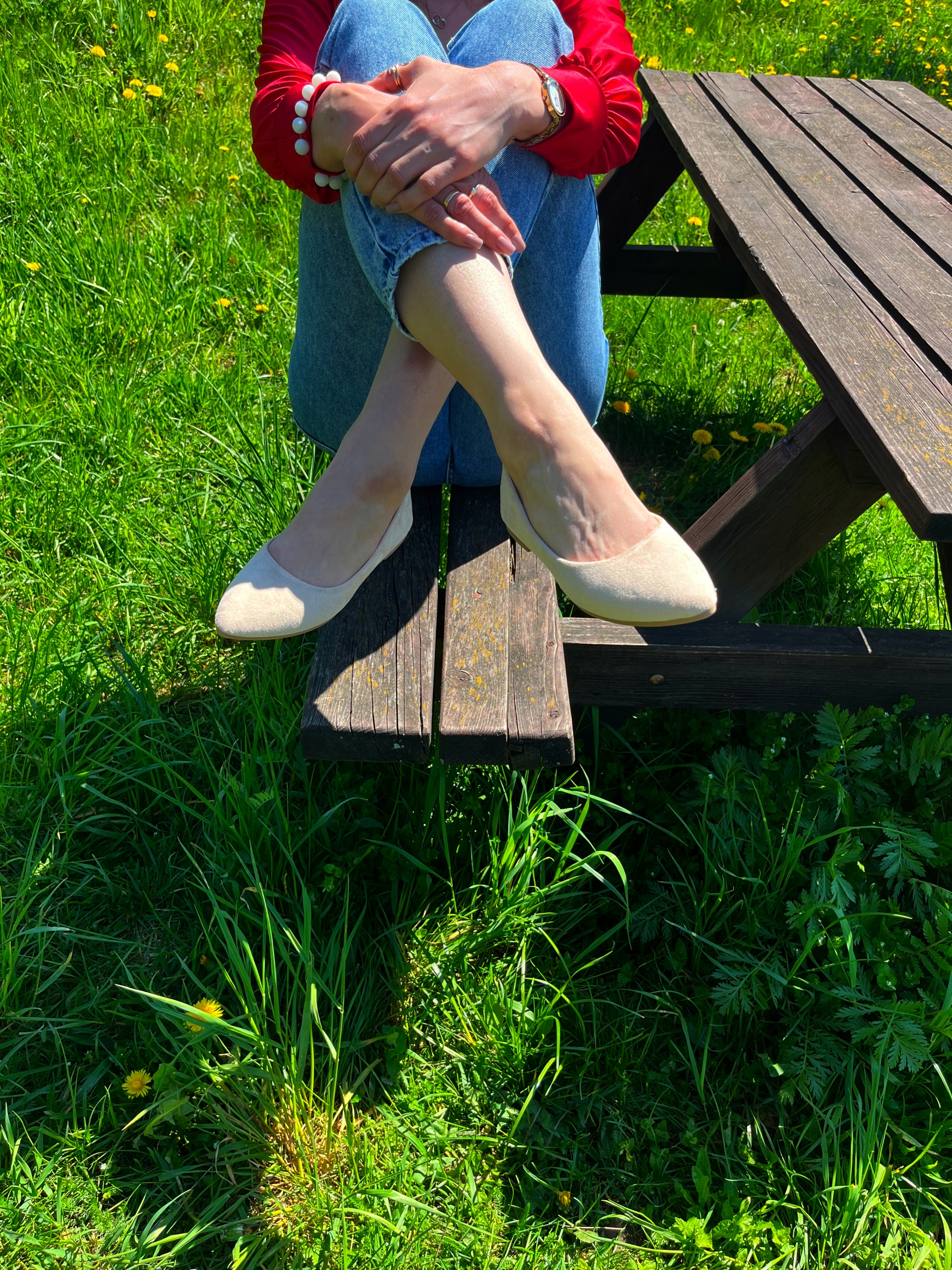 BALERINY DAMSKIE BEŻOWE ZAMSZOWE WYGODNE 37 Wzór dominujący bez wzoru