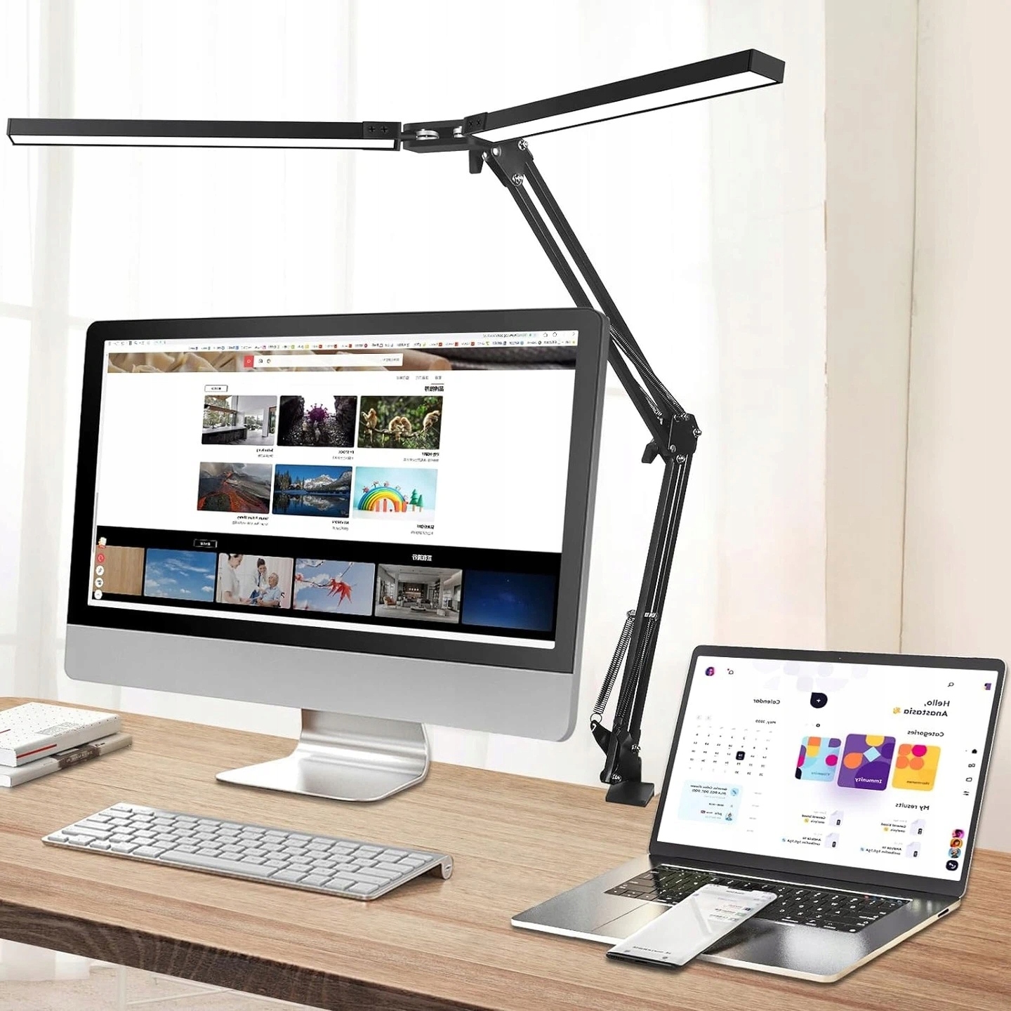 Led Stolní Lampa Dvouhlavá 26 Palců 360° Nastavitelná