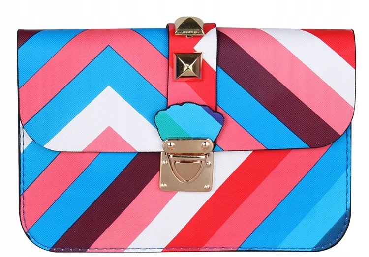 

Kolorowa Torebka Kopertówka Z Ćwiekami Niebieska