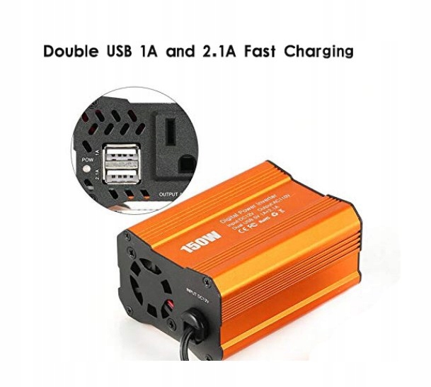 150W інвертор автомобіля USB DC12V вихідний струм 2.4 a