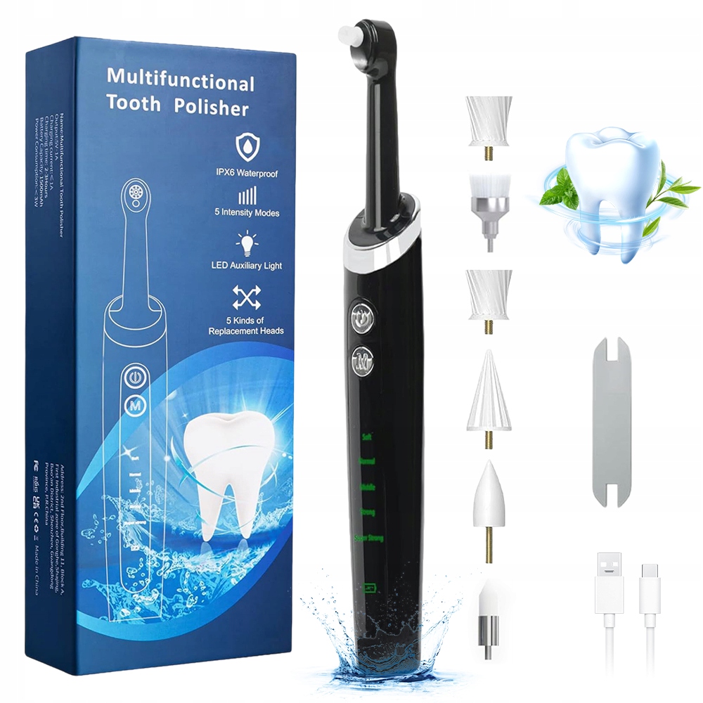 Zestaw Do Wybielająca Polerka Do Zębów Led 5 Trybów Led Usuwa Osad