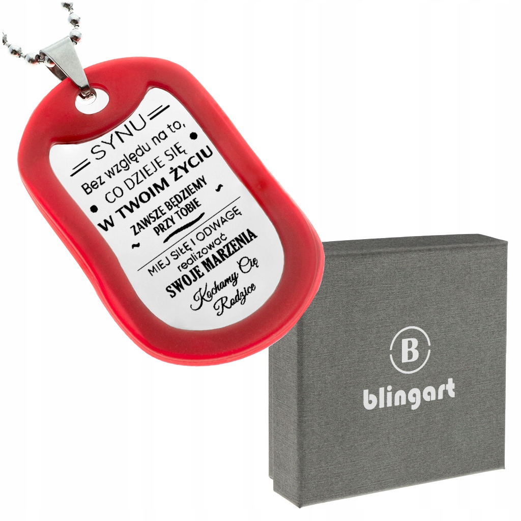 

Nieśmiertelnik z Grawerem Dla Syna od Rodziców