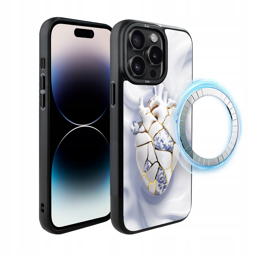 Pouzdro pro iPhone 14 Pro Ibizu DropGuard Matt s MagSafe, porcelánové srdce