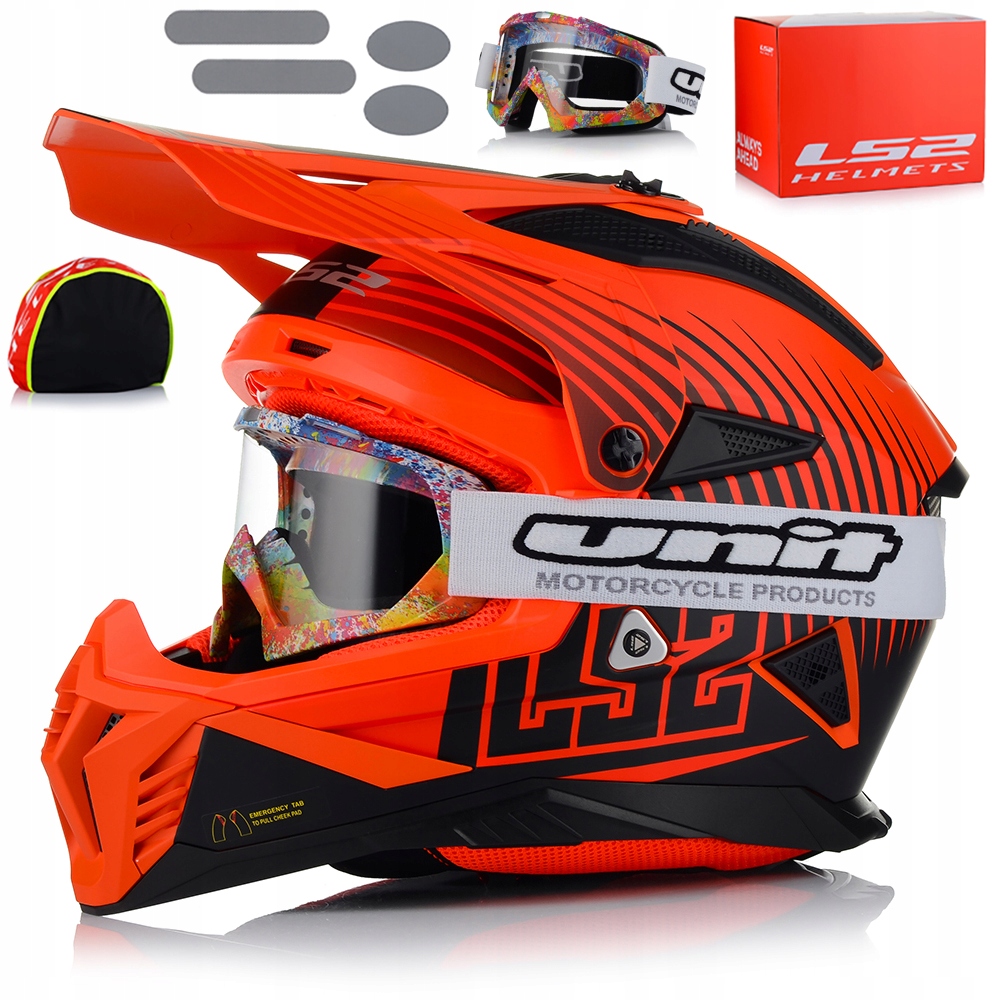 Motocyklová Prilba LS2 MX708 Fast II Duck Fluo Ľahká Enduro Cross Atv Okuliare