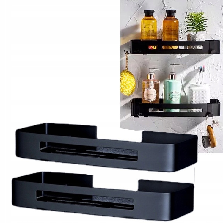 

2x Półka Łazienkowa Pod Prysznic Czarna Loft stal