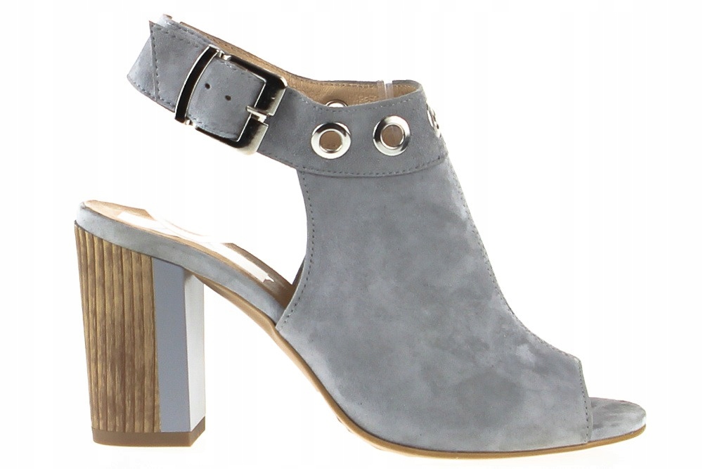 Šedé Stylové Kožené Semišové Sandály Wolski 40