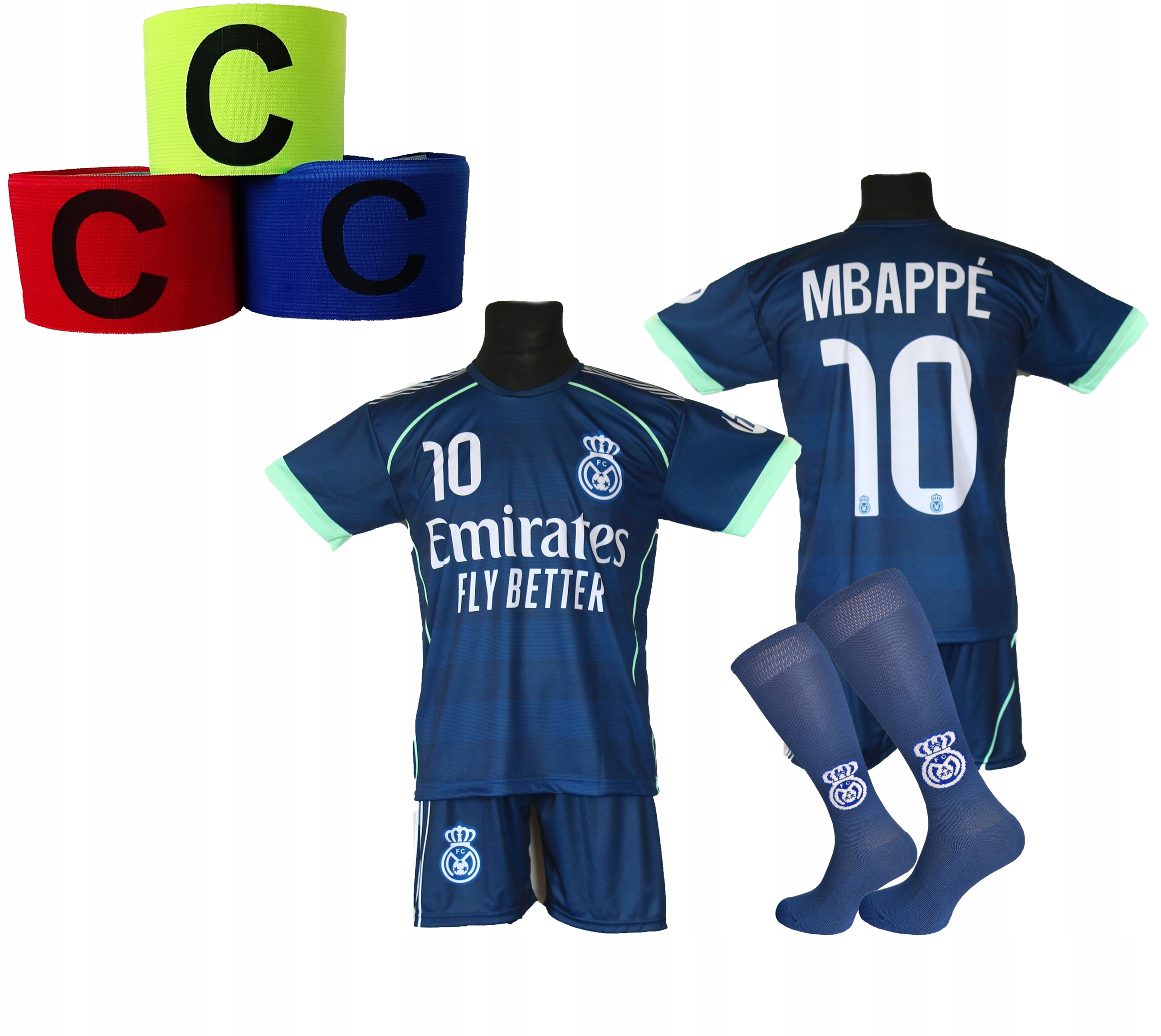 Fotbalové oblečení Mbappe tričko kraťasy štulpny čelenka vel. 128