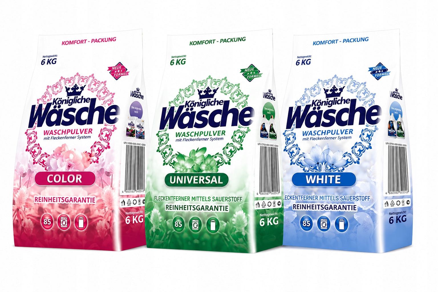 Sada 3 Pracích Prášků Königliche Wäsche – 18 Kg