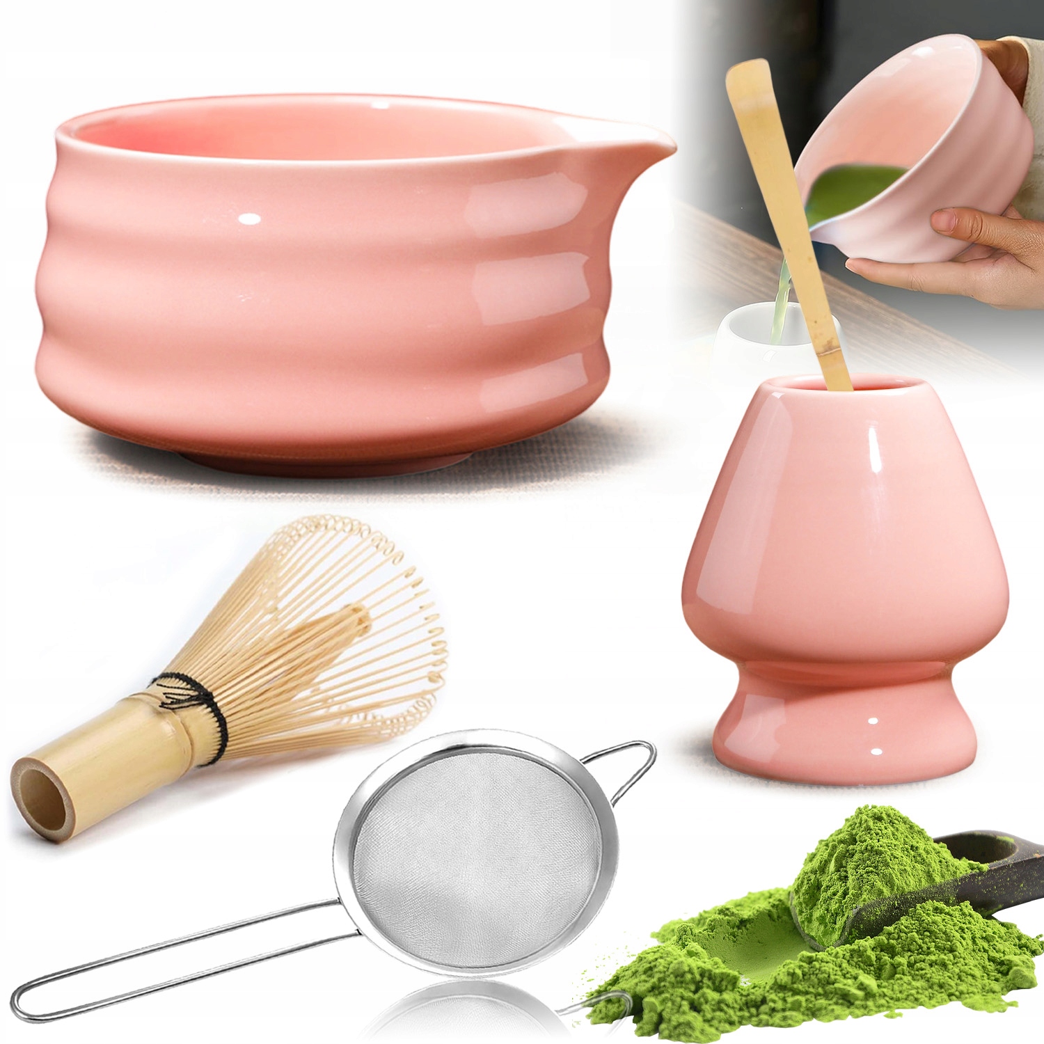 Levně 5 X Bambusový Dárková Sada Na Čaj Matchy Chashaku Šlehací Metla Lžíce