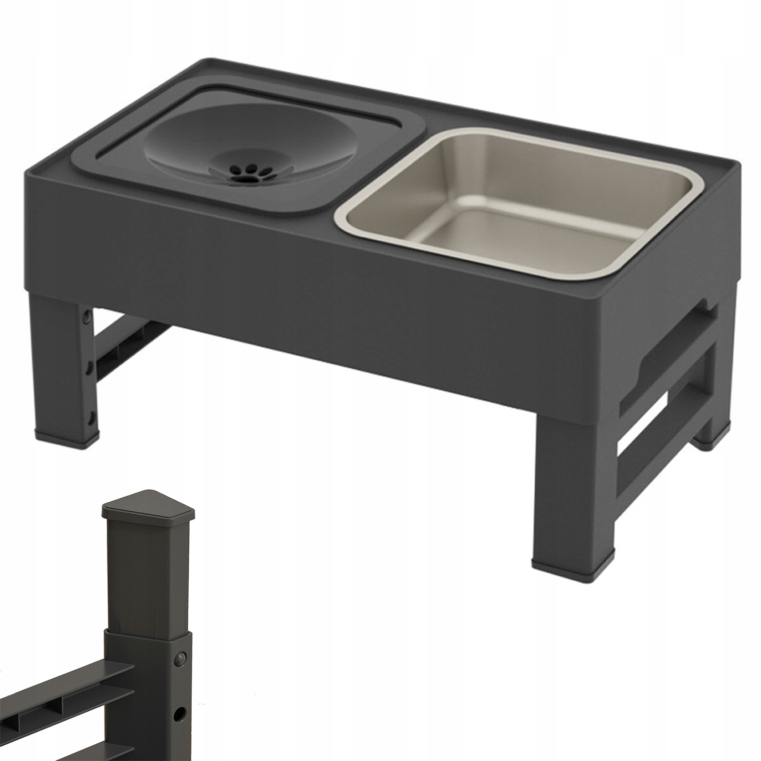 Levně Miska Pro Psa 2V1 Nastavitelná, Dvojitá, Neklouzavá, Zpomalující Na Stojanu