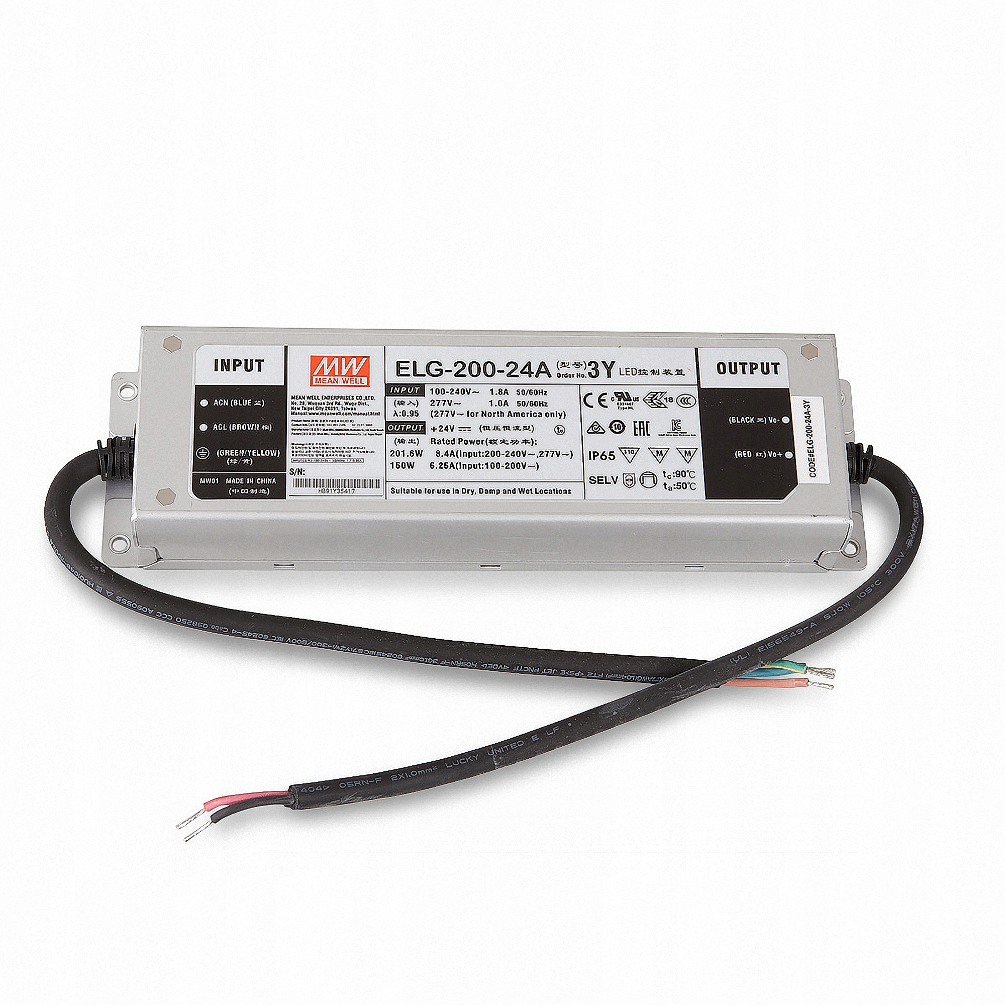 Mean Well ELG-200-24A-3Y Led transformátor 150W 8.4A