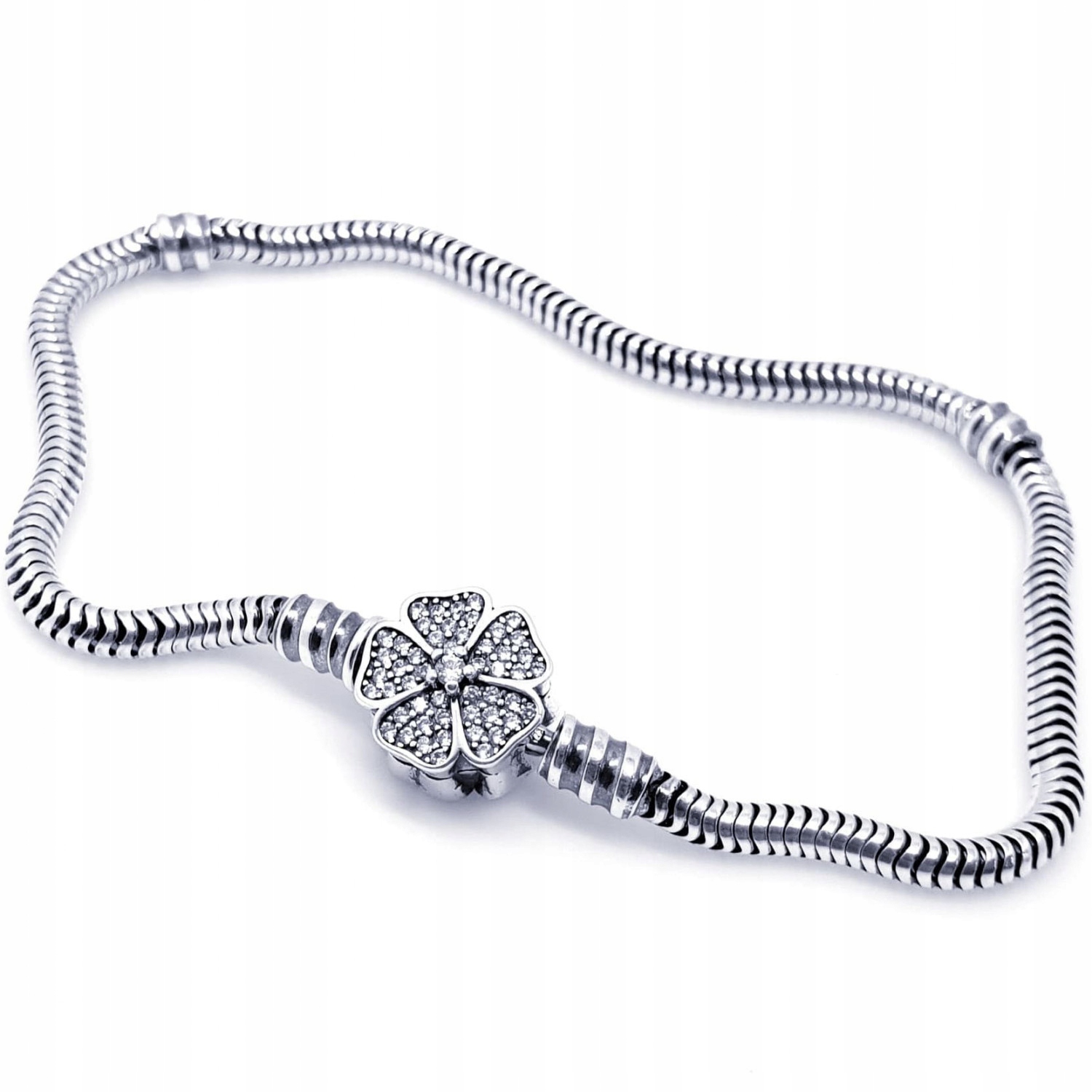 Dámský stříbrný náramek Harf zirkon s květinou 20 cm