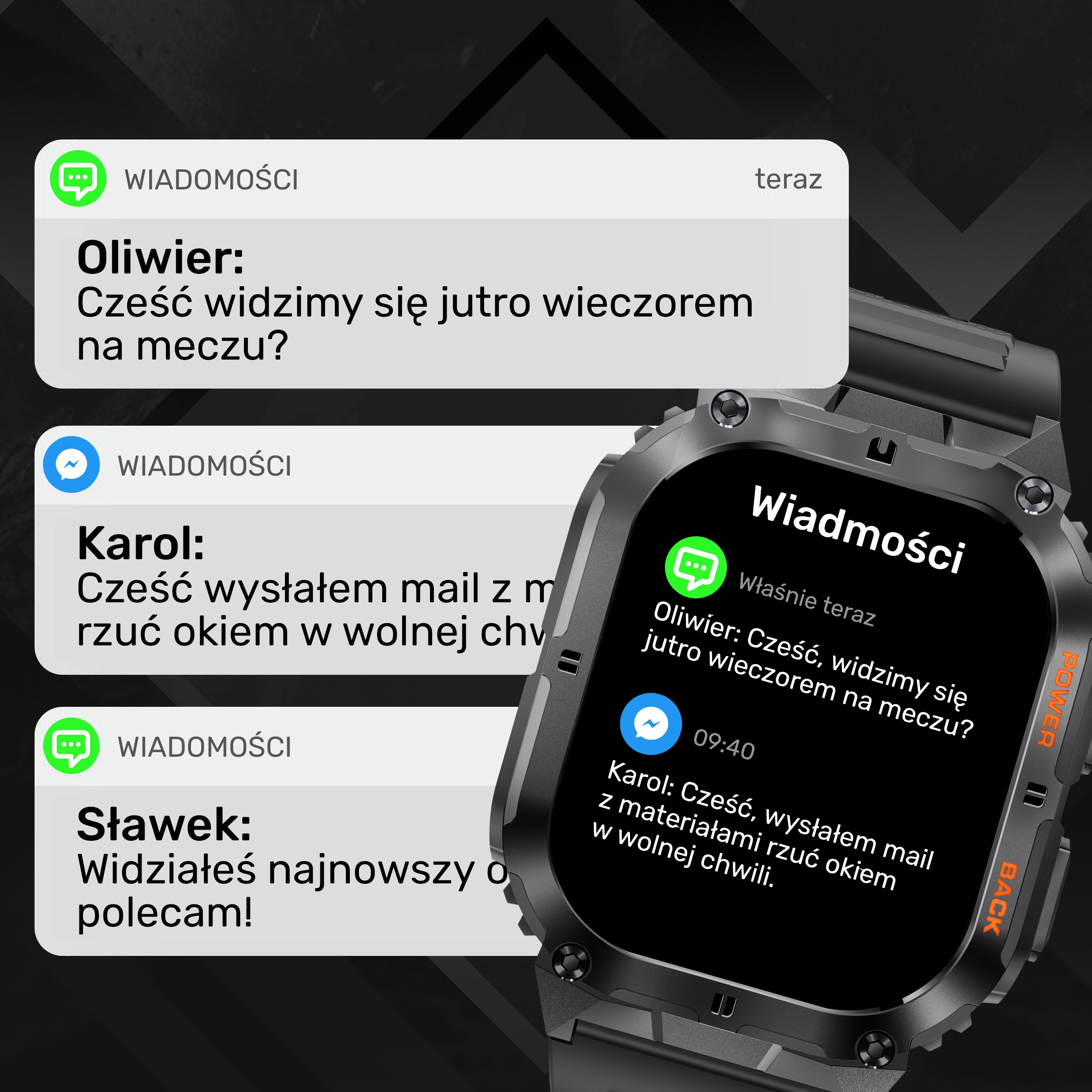 SMARTWATCH ZEGAREK MĘSKI MENU PL SPORT PULS ROZMOWY SMART WATCH WODOODPORNY Transmisja danych brak
