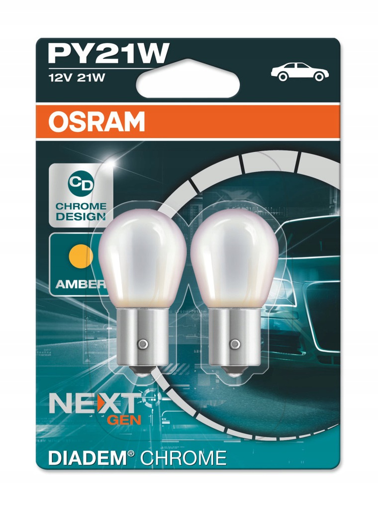 

Osram Żarówka Halogenowa PY21W Diadem Chrome 2szt.