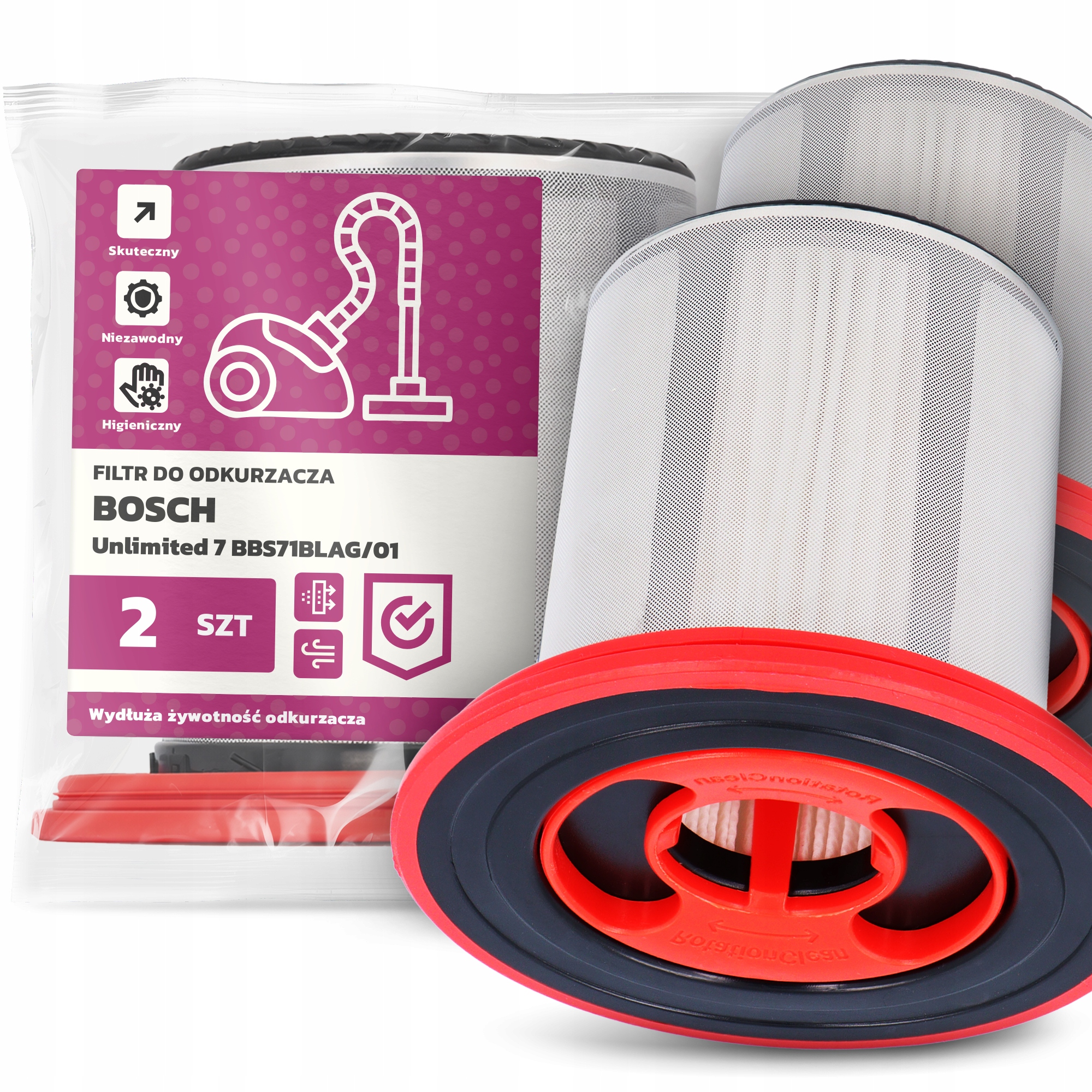 2x Vzduchový Filtr pro Vysavač Bosch Unlimited 7 BBS71BLAG/01 Hepa Em-w