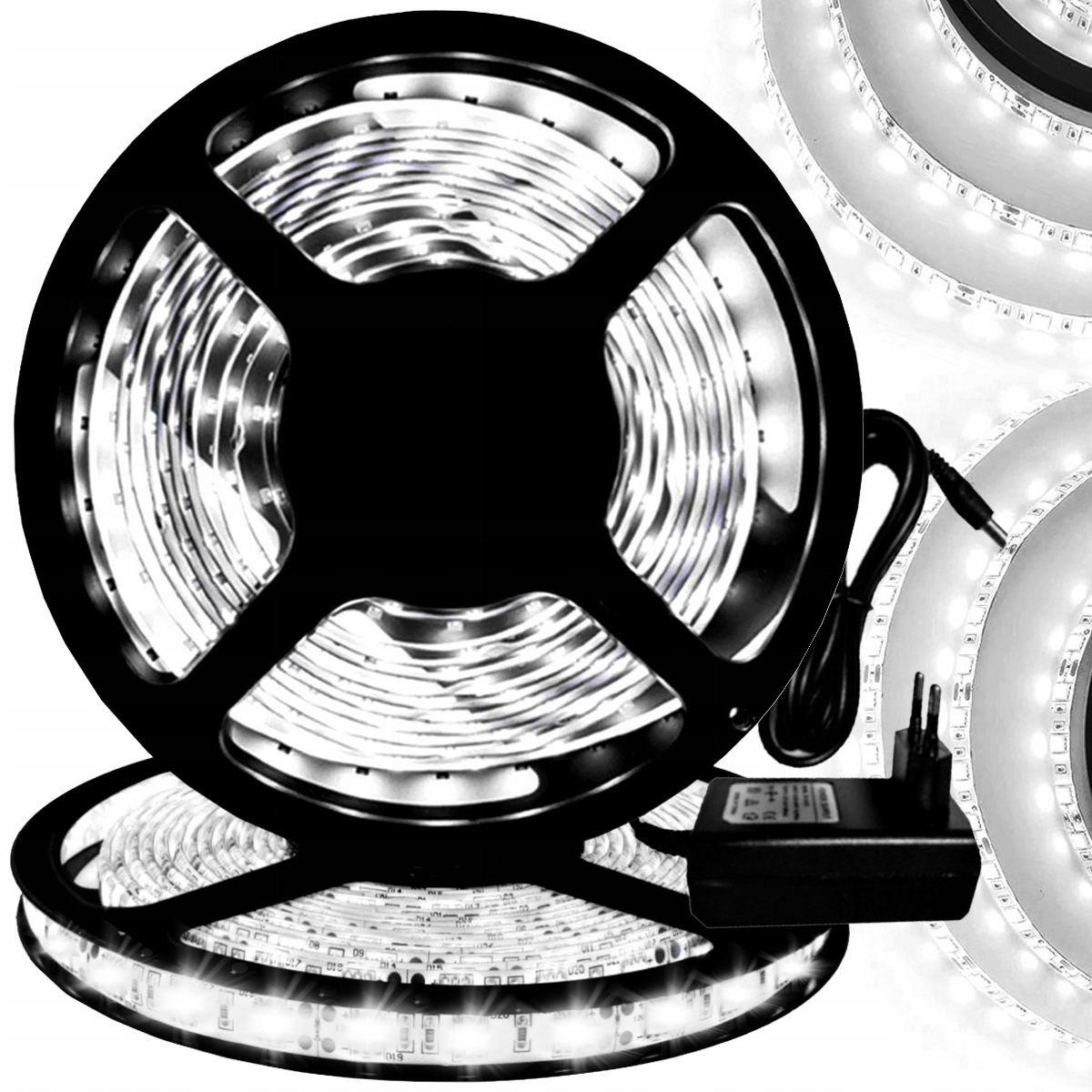 

Taśma Led Biała Zimna Wodoodporna 5M Zasilacz