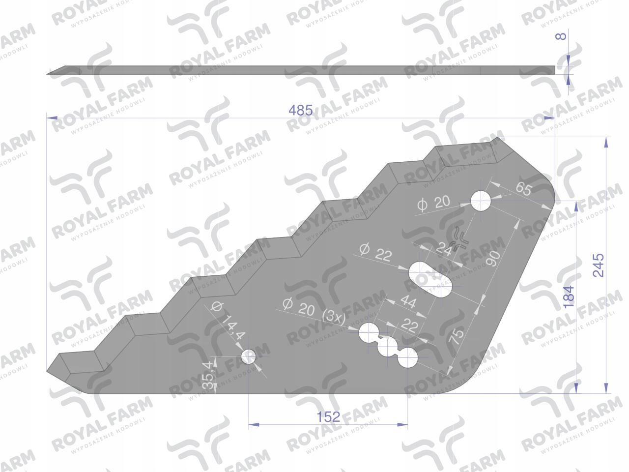 Nóż paszowozu ostrzony od góry zastosowanie Sano Mayer ROYAL FARM Marka maszyny Inna
