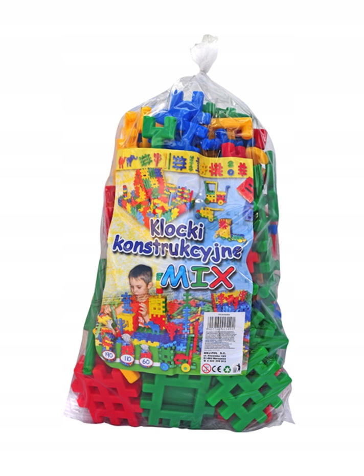 Klocki wafle konstrukcyjne Mejpol Mix 110 el. Materiał plastik