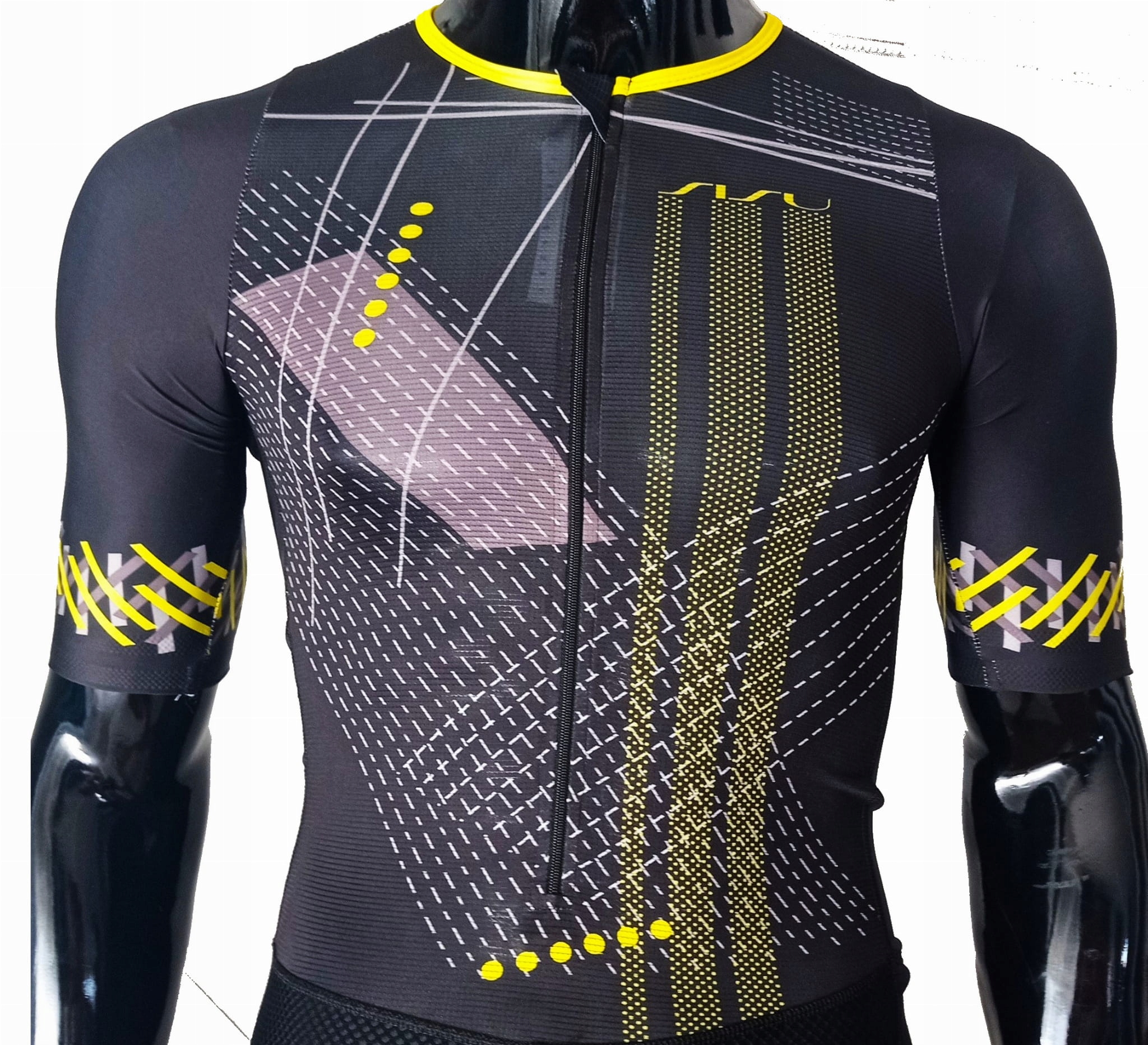 Strój triathlonowy Sisu Night City Yellow męski z rękawami L