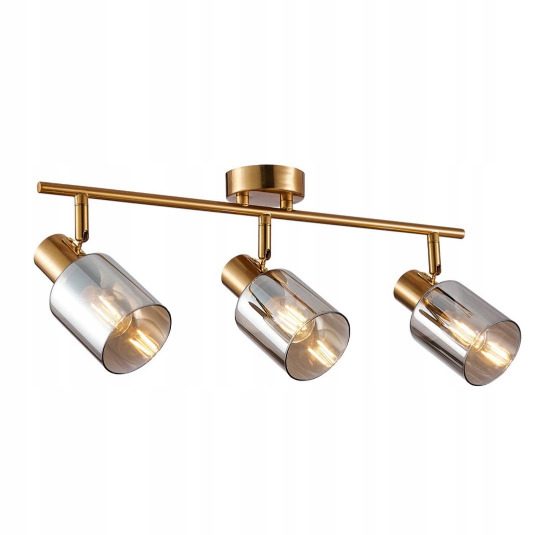 Stropná lampa, zlatá lišta, nastaviteľné tienidlá do obývačky, spálne Santia 3