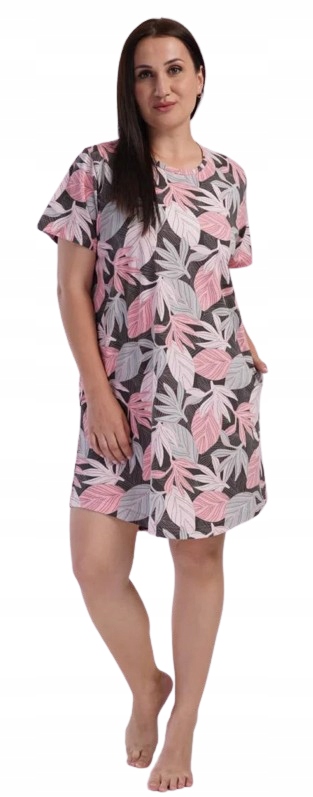 Košile Šedé A Růžové Listy Velká Velikost 100% Bavlna 6XL