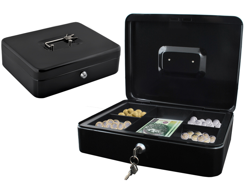 

Duża Skrzynka Kasetka Na Pieniądze Na Klucz Czarna