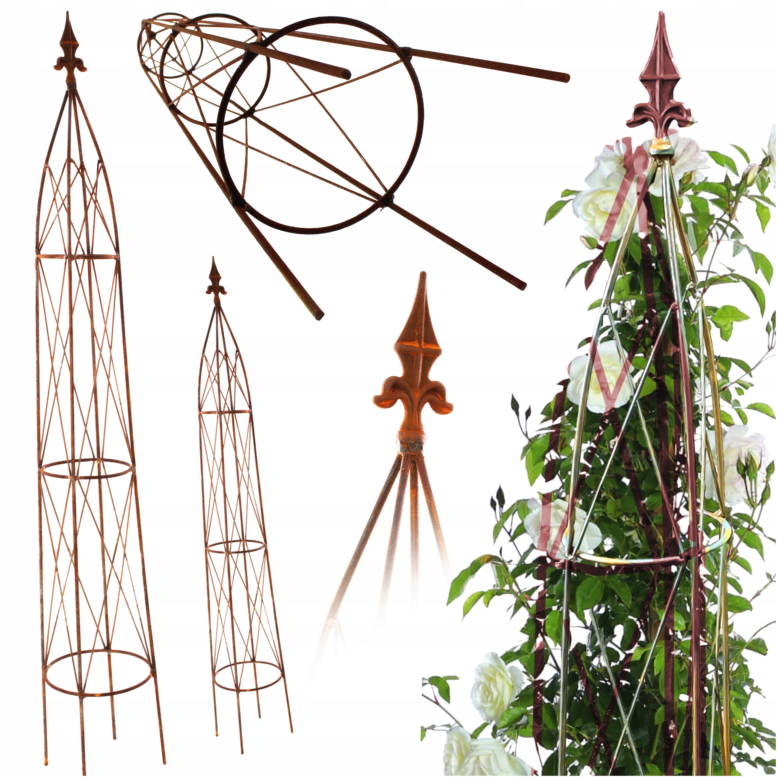 Zahradní Pergola Kovová Pyramida Na Květiny Obelisk 2 Kusy 150 CM 120 CM