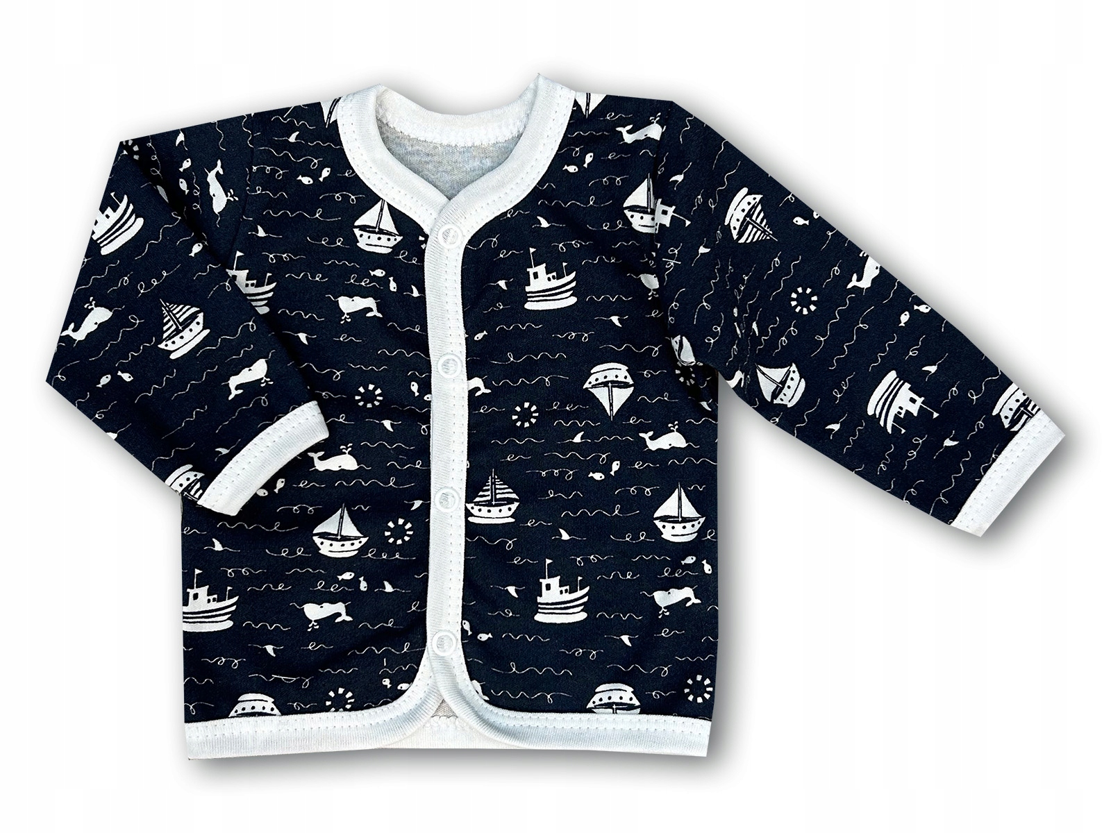 KAFTAN kaftanik 104 KOSZULKA bawełniana BLUZKA rozpinana CHŁOPIĘCA w statki