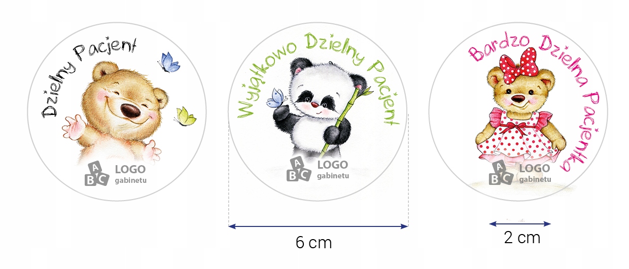 Naklejki Dzielny Pacjent z logo - misiaki 192 szt. Marka inna