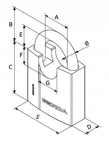 Kłódka GERDA 70mm Wzmocniona z Chronionym Pałąkiem Marka Gerda