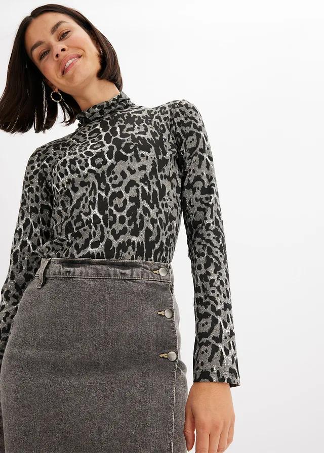 SPÓDNICA DŻINSOWA Z ZAŁOŻENIEM KOPERTOWYM SZARA 2A0D05 Bonprix 46